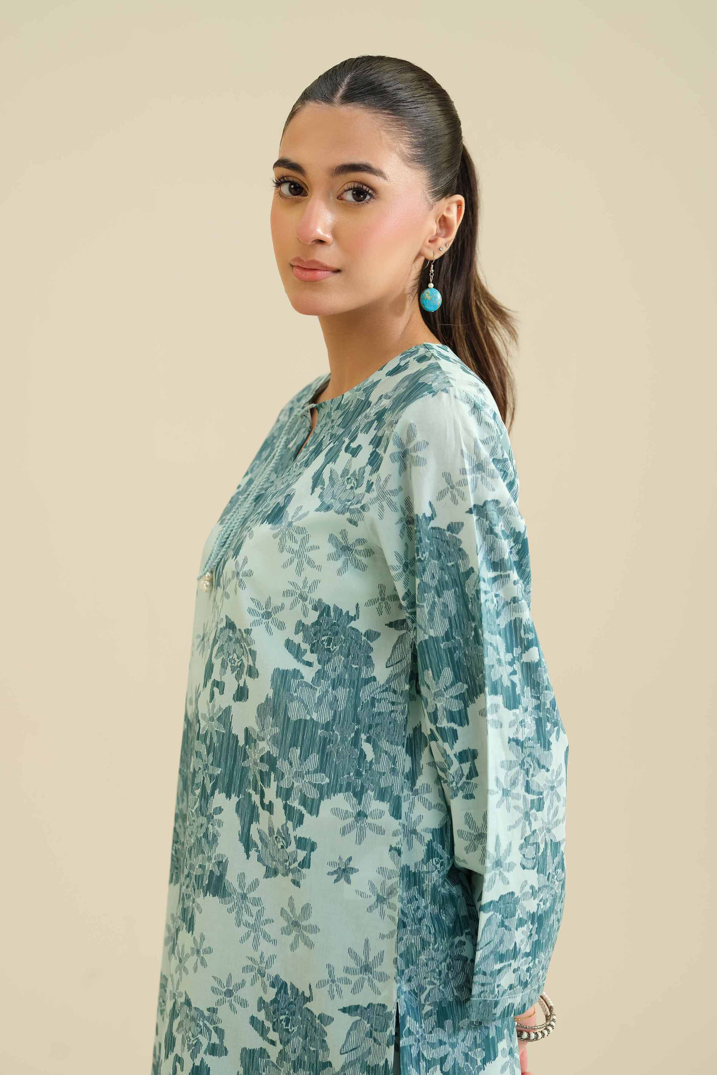 NISHATUAE - Green Printed Cambric 2-piece Ready to wear Dress