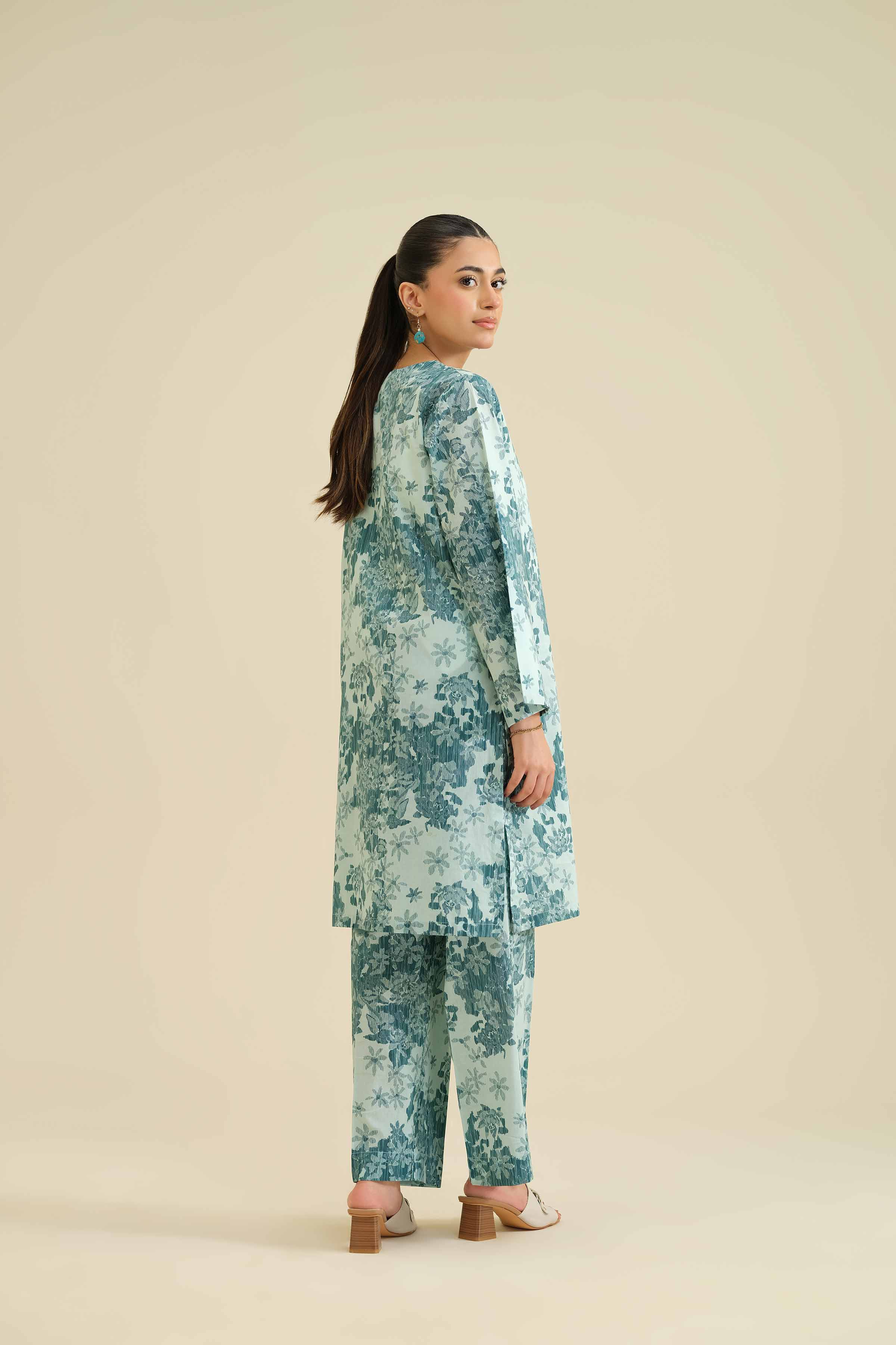 NISHATUAE - Green Printed Cambric 2-piece Ready to wear Dress