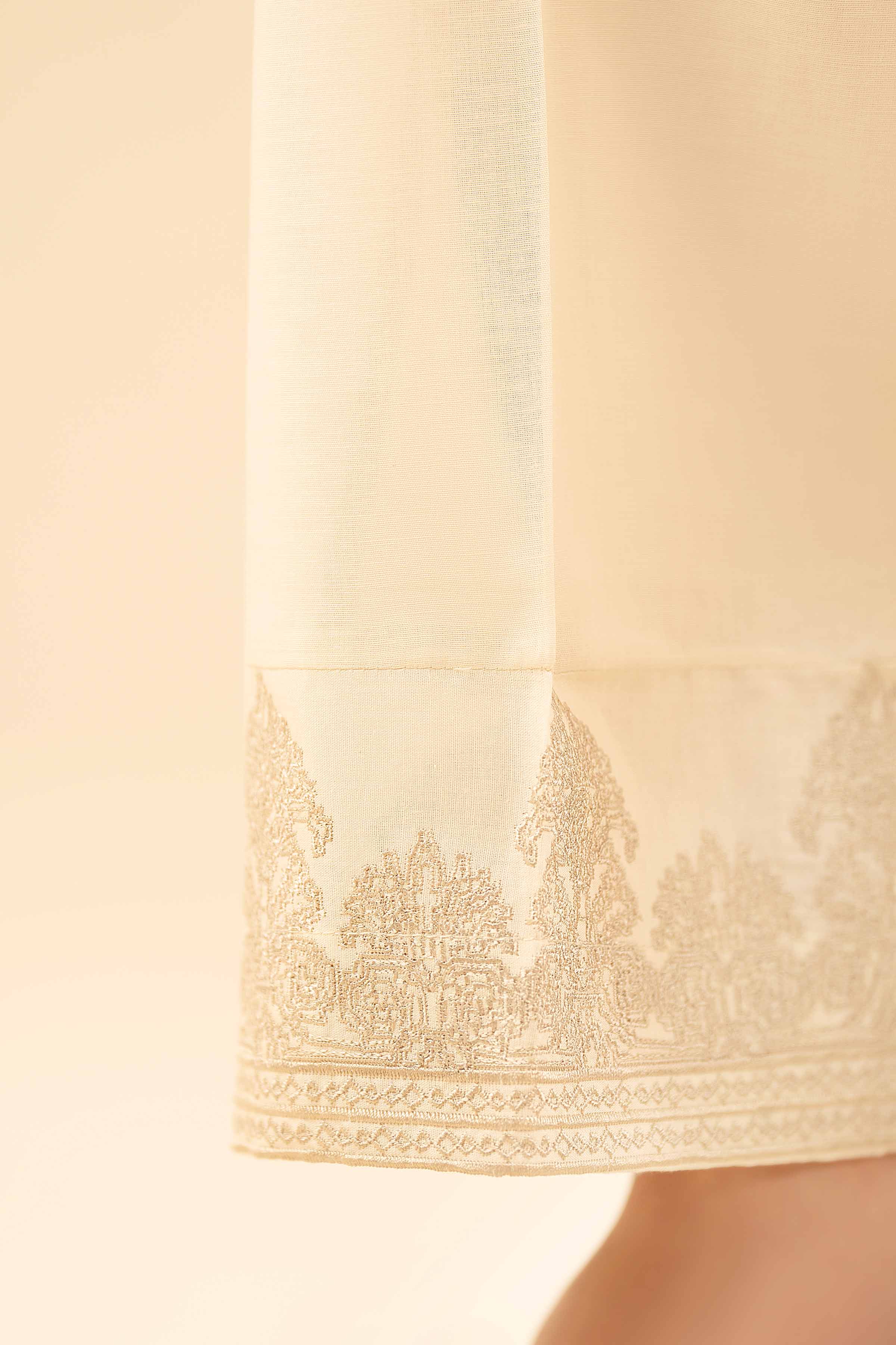 NISHATUAE - Off White Embroidered Cambric Ready to wear Trousers