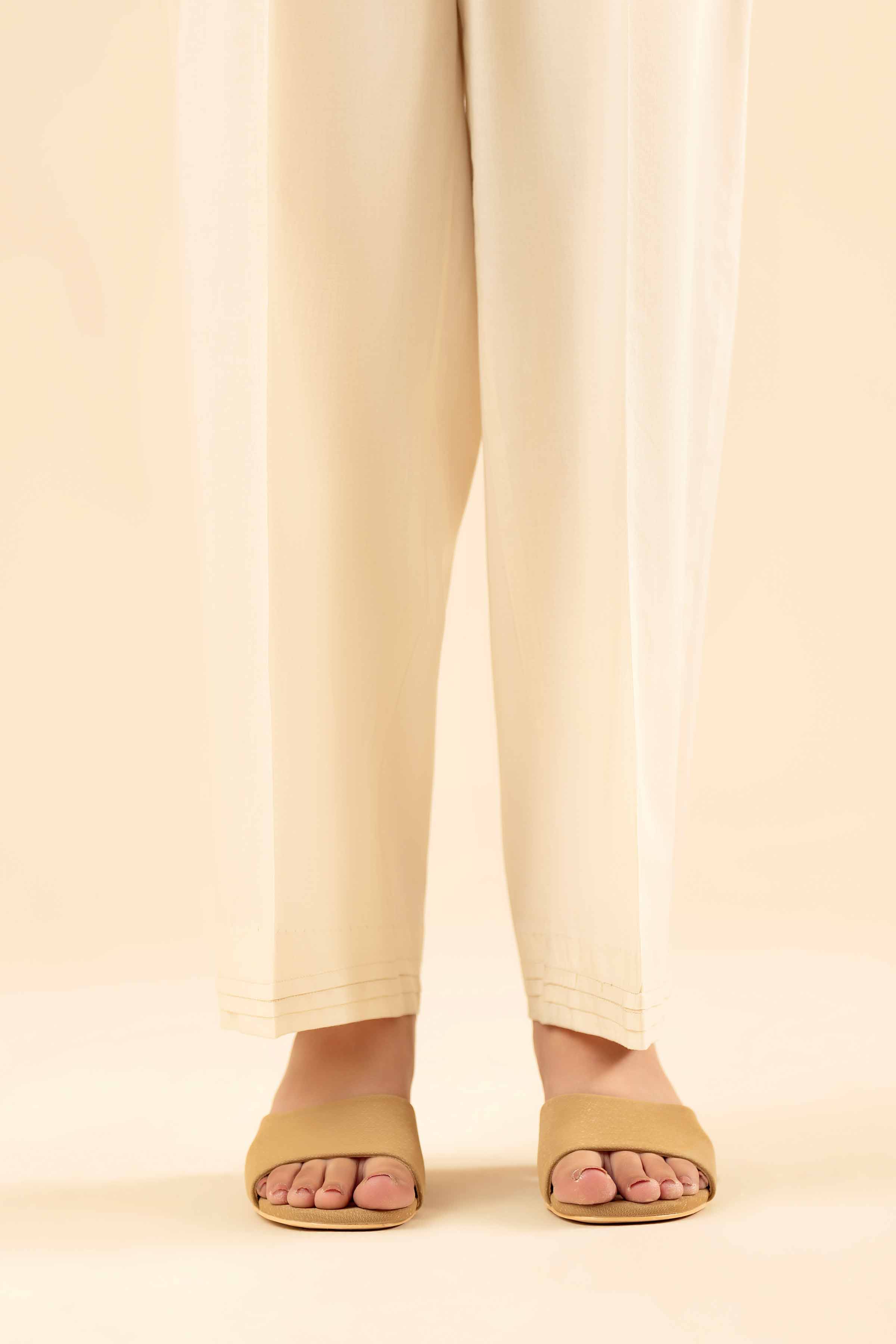 NISHATUAE - Off White Solids Cambric Ready to wear Trousers