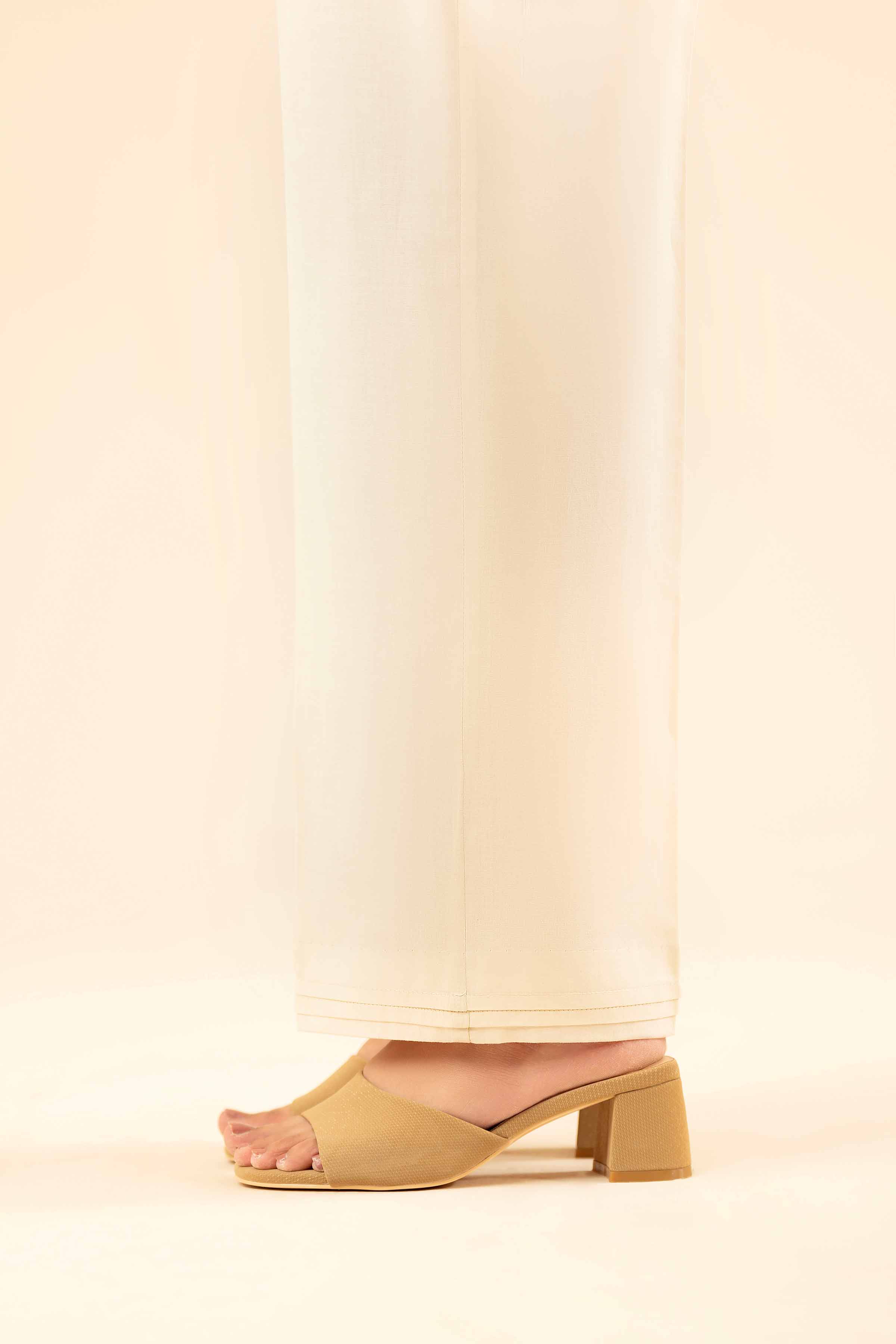 NISHATUAE - Off White Solids Cambric Ready to wear Trousers