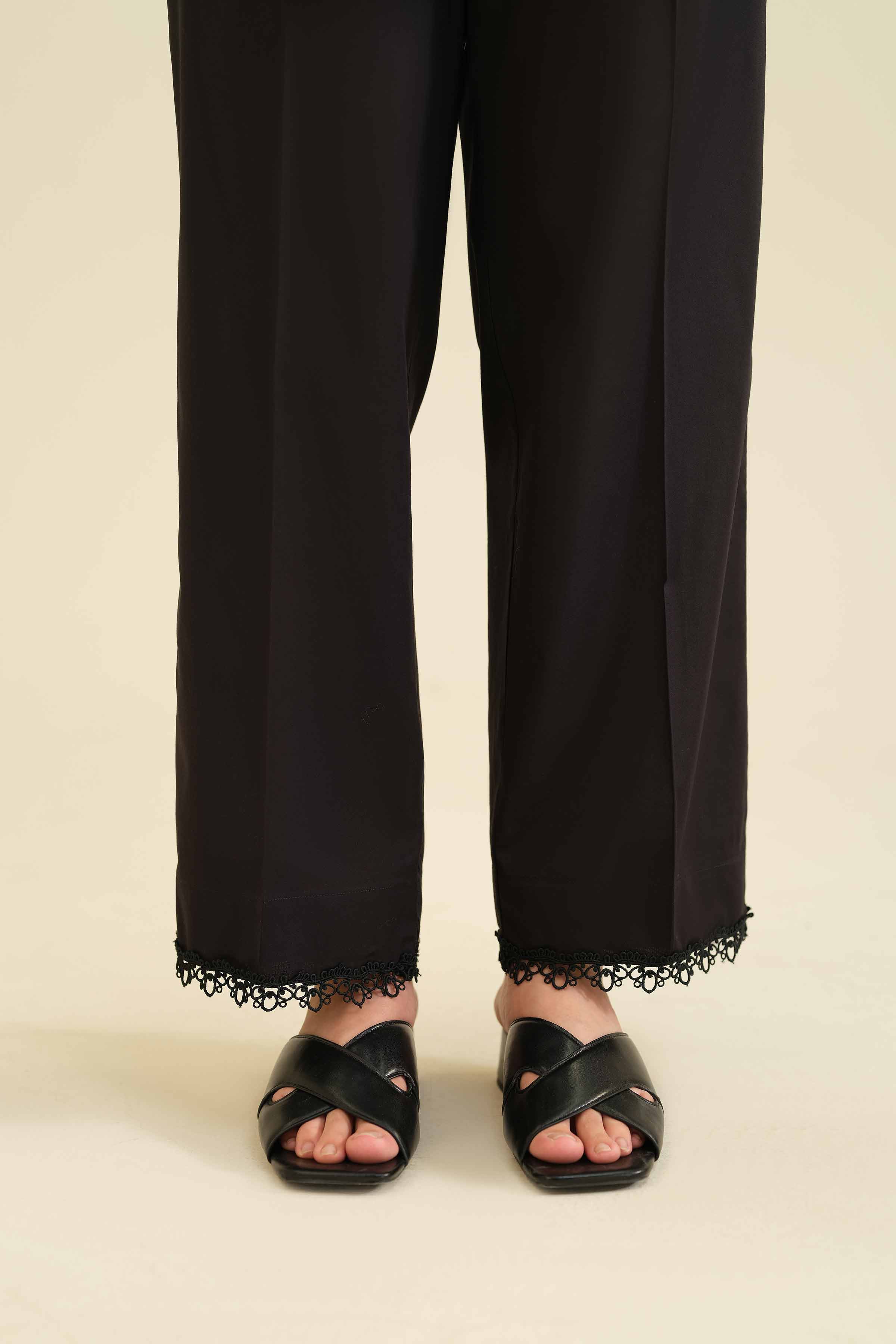 NISHATUAE - Black Solids Cambric Ready to wear Trousers