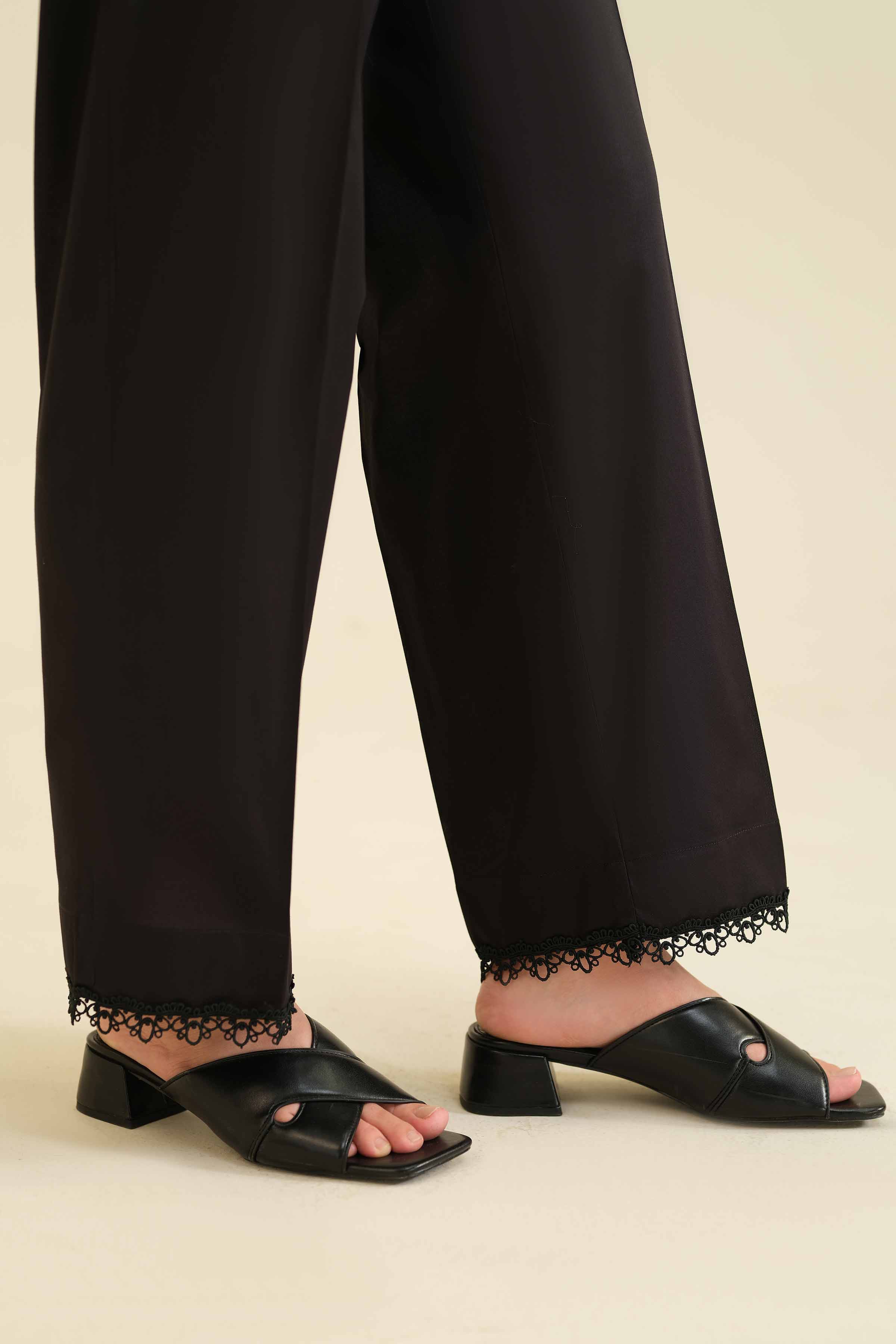 NISHATUAE - Black Solids Cambric Ready to wear Trousers