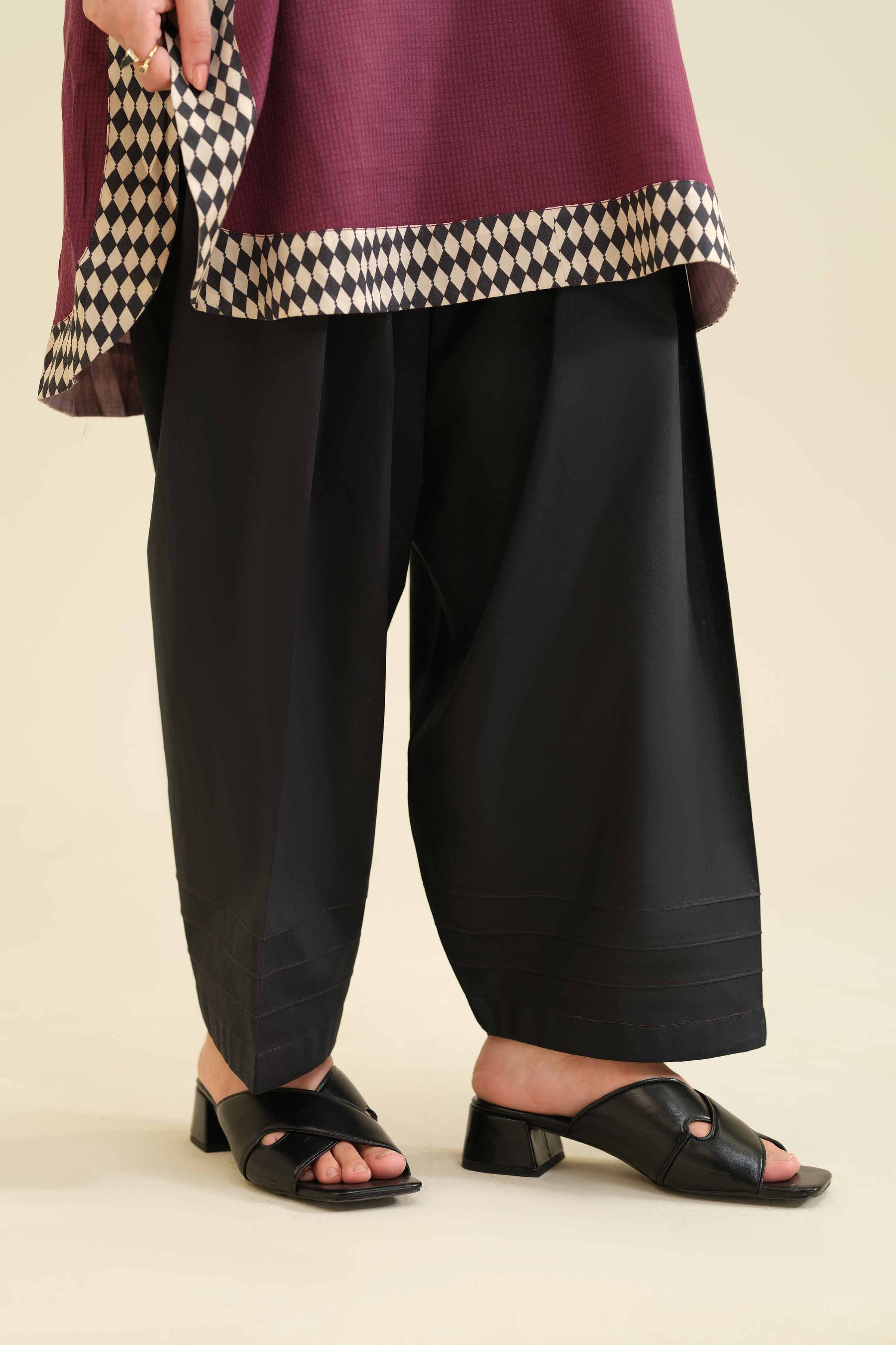 NISHATUAE - Black Solids Cambric Ready to wear Shalwar