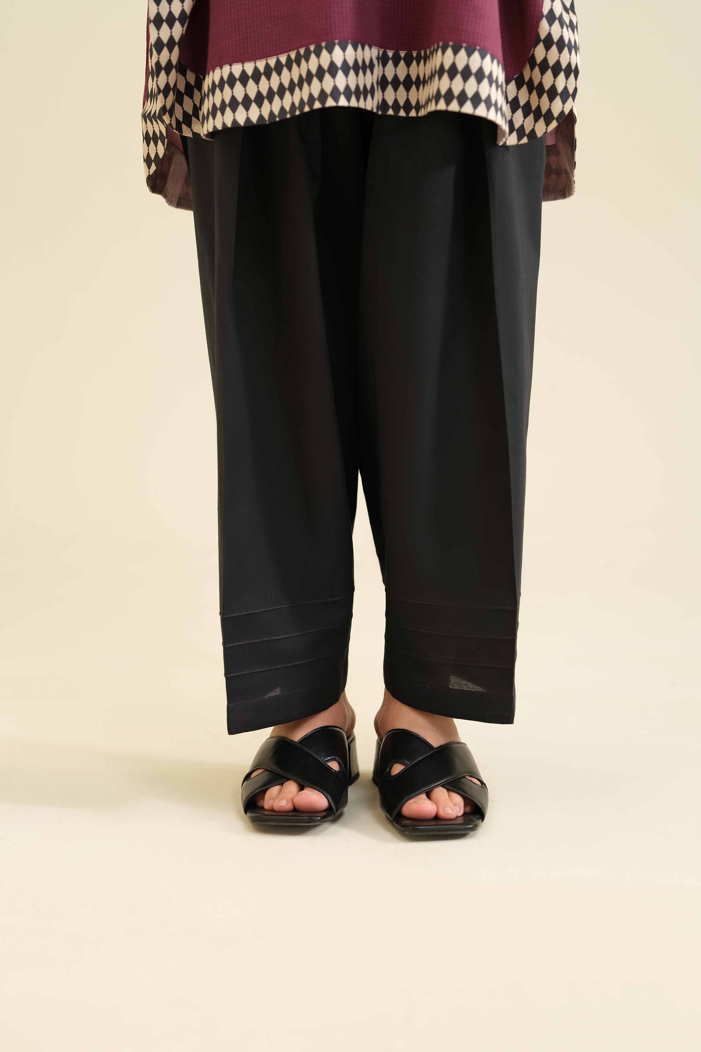 NISHATUAE - Black Solids Cambric Ready to wear Shalwar