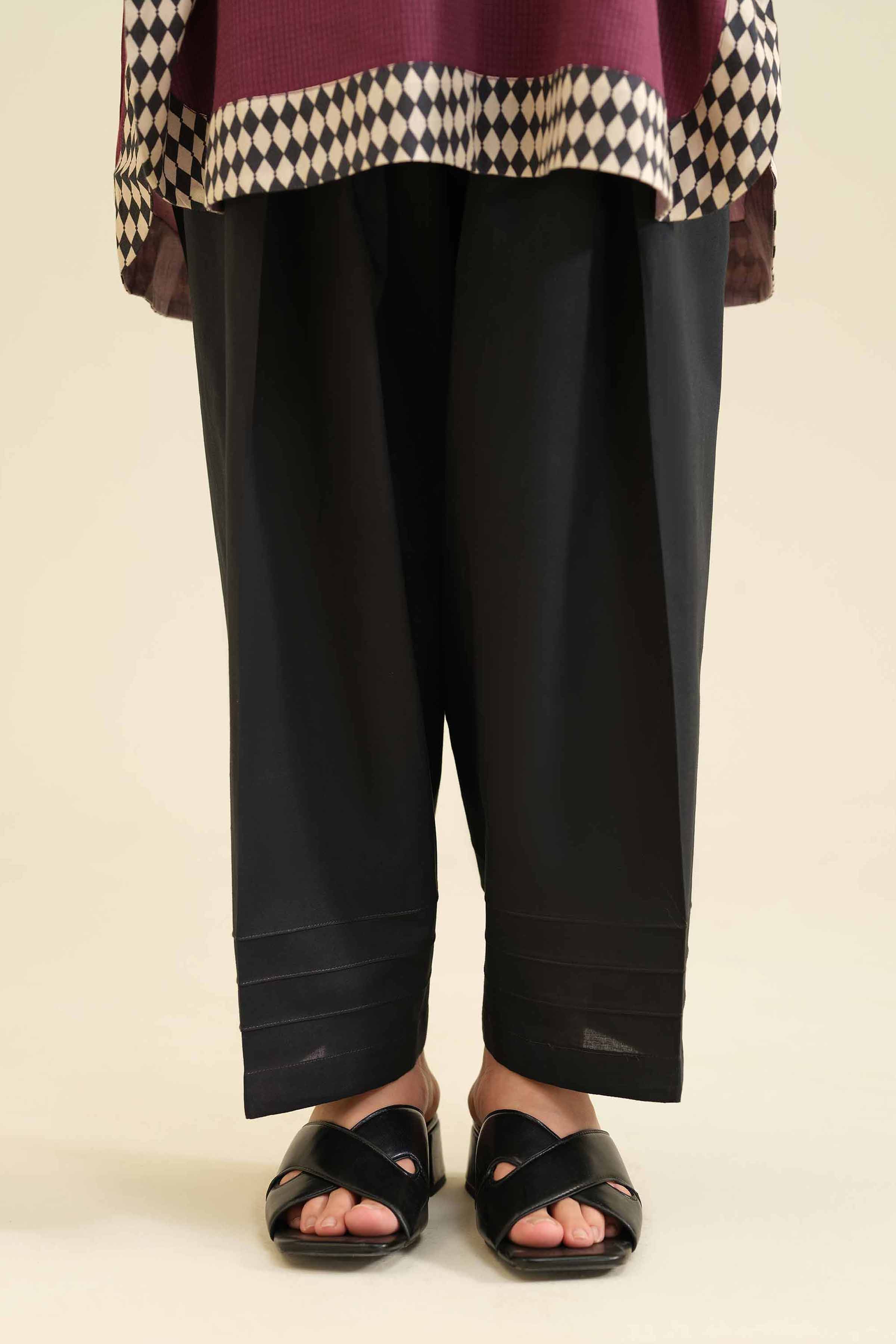 NISHATUAE - Black Solids Cambric Ready to wear Shalwar