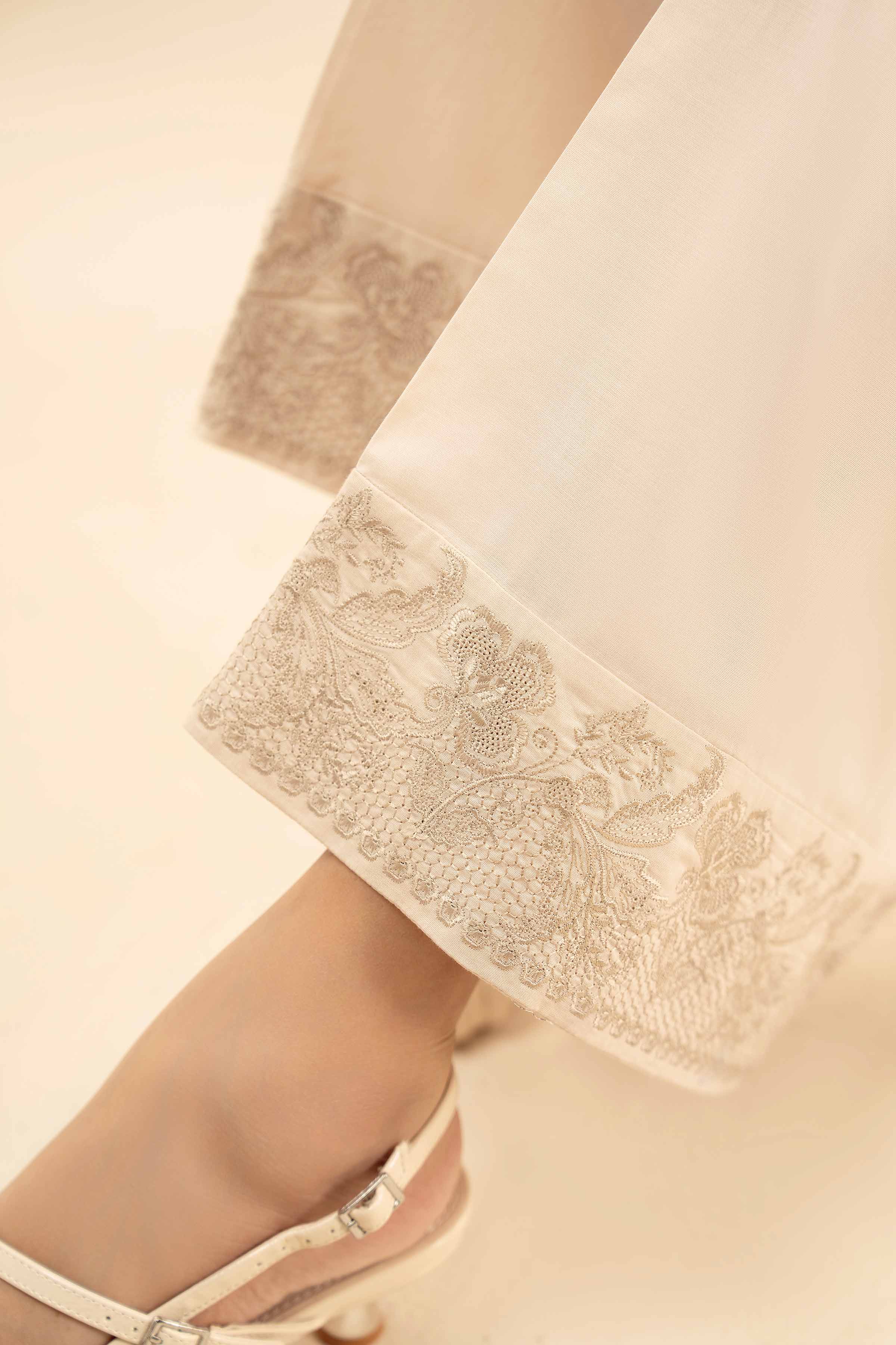NISHATUAE - Beige Embroidered Cambric Ready to wear Pants