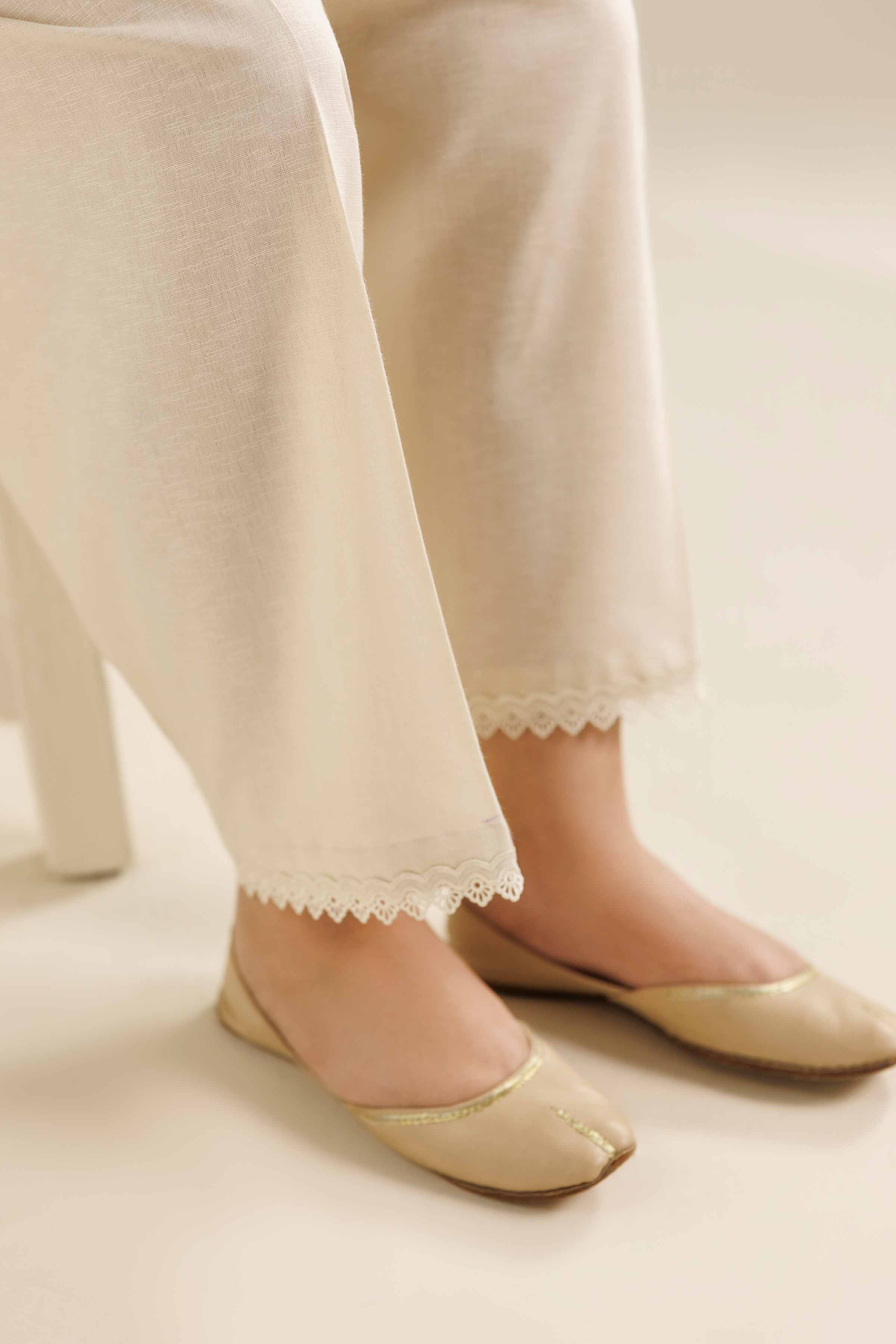 NISHATUAE - White Solids Karandi Ready to wear Shalwar