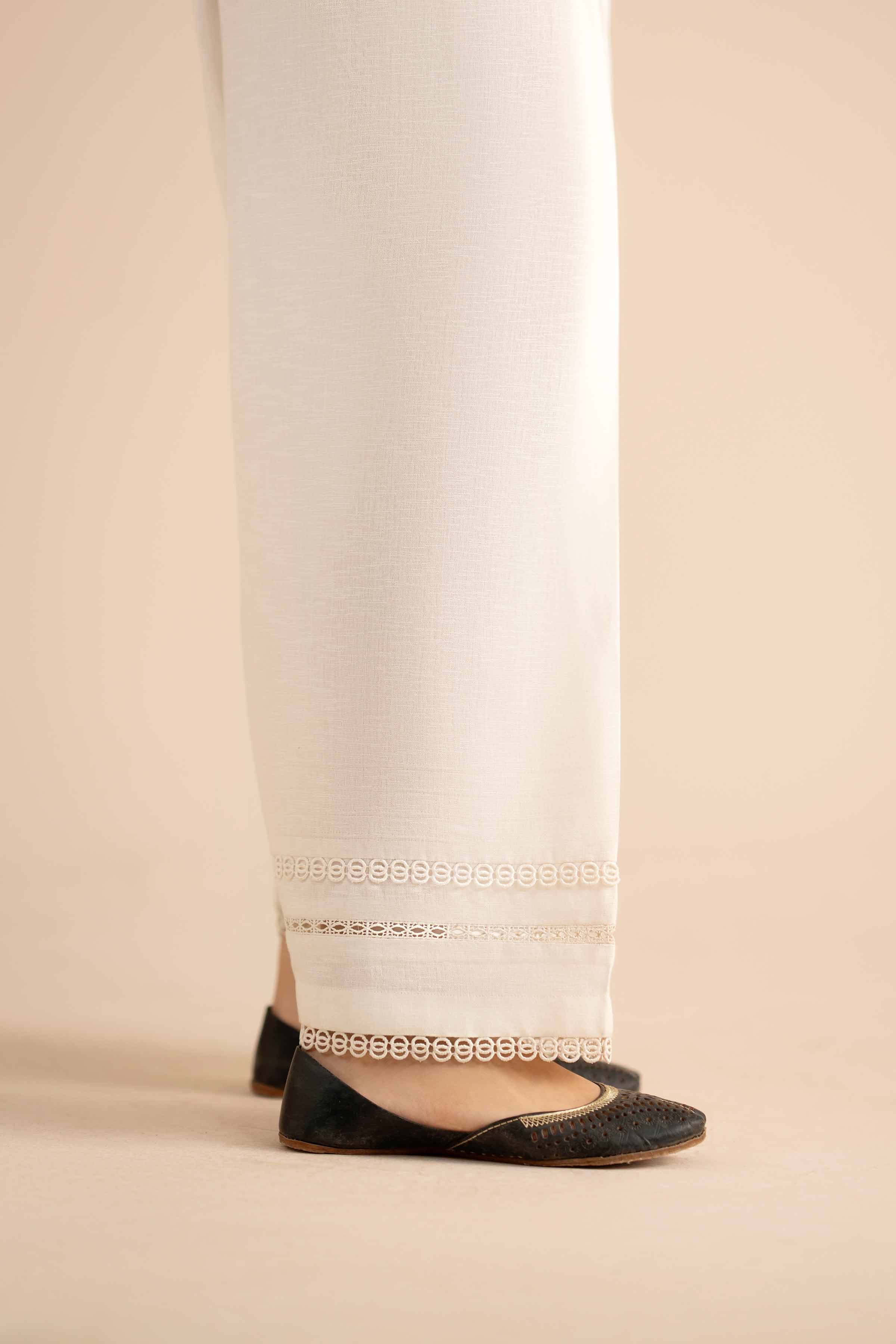 NISHATUAE - White Solids Cambric Ready to wear Shalwar