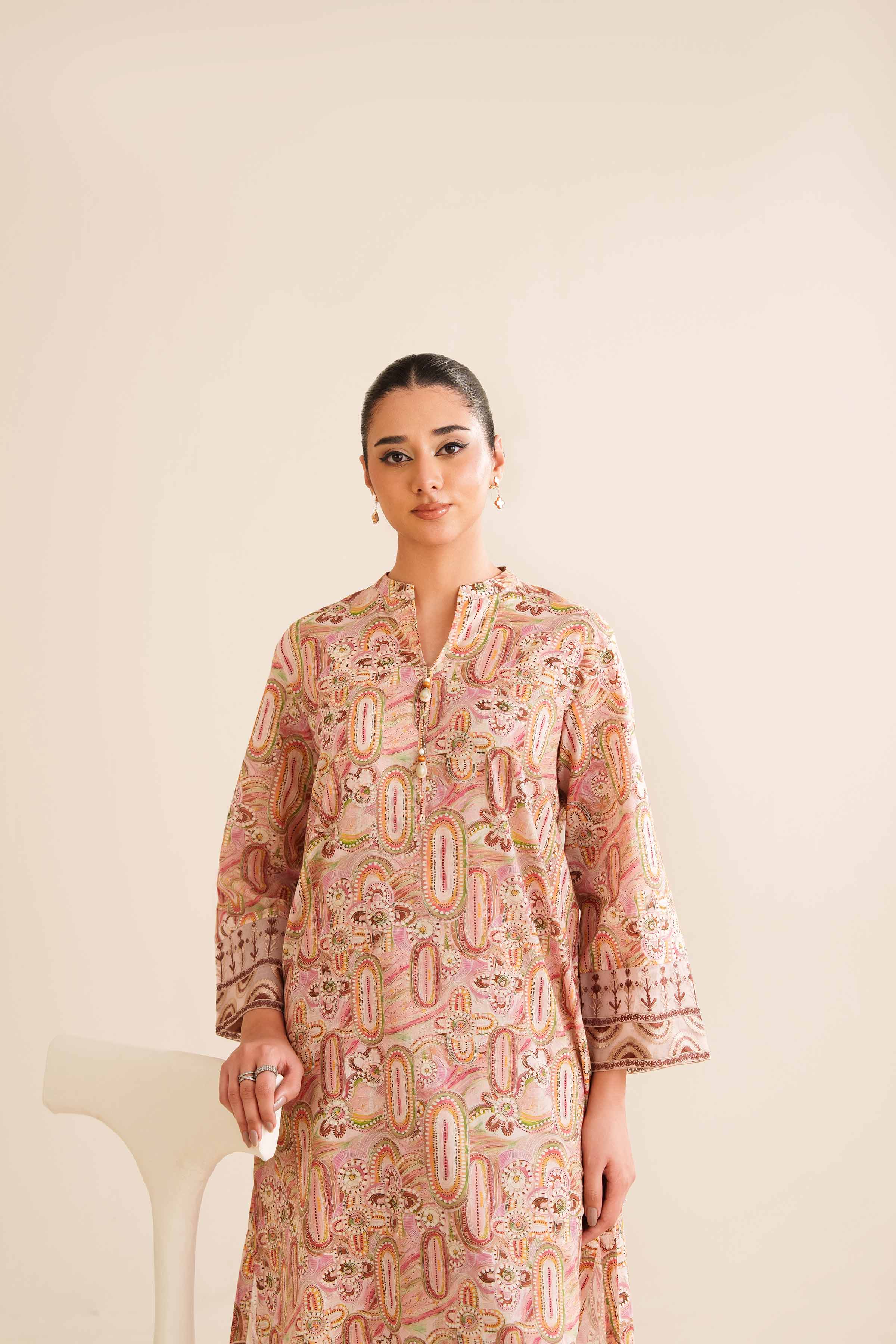 NISHATUAE - Pink Embroidered Cambric 2-piece Ready to wear Dress