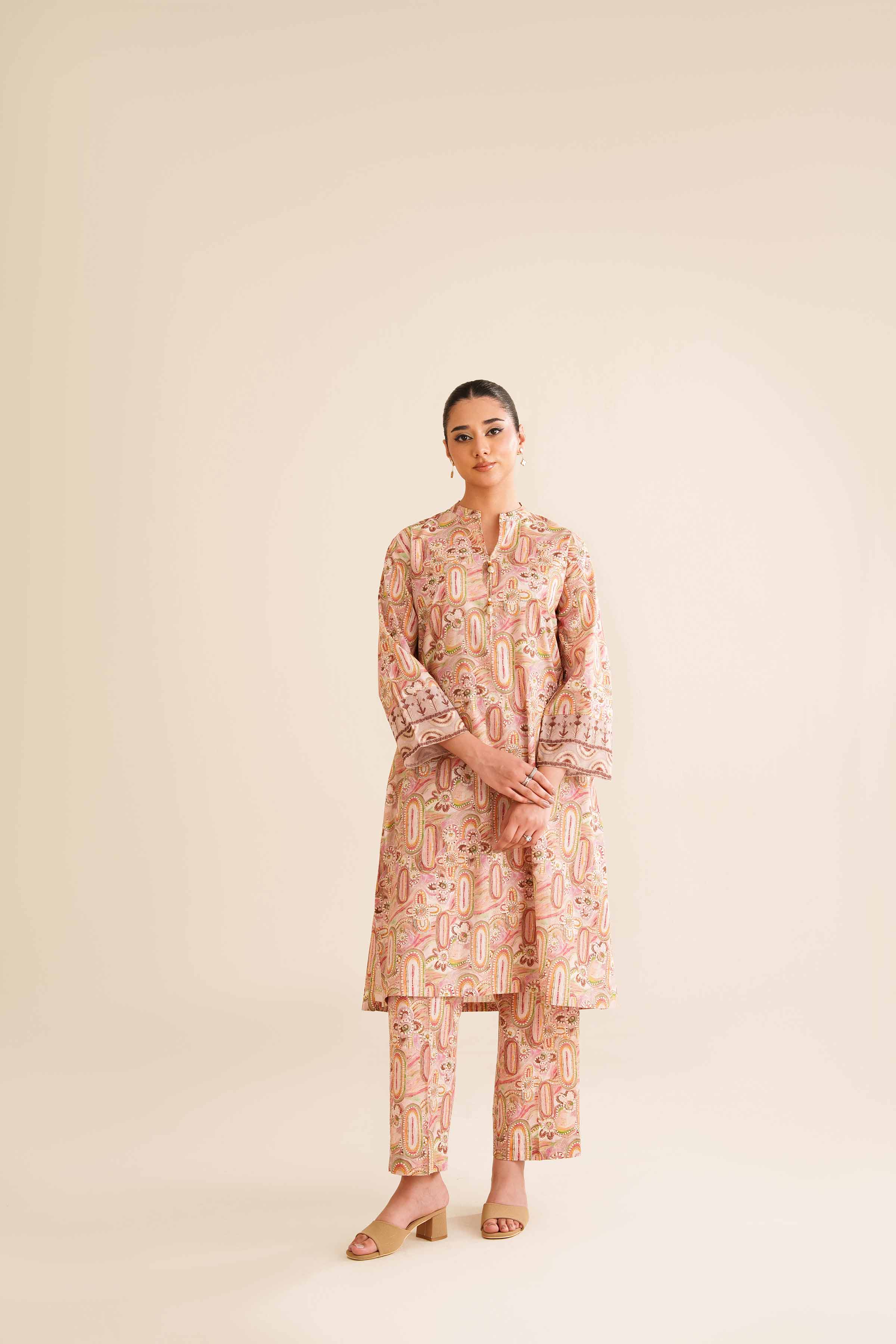 NISHATUAE - Pink Embroidered Cambric 2-piece Ready to wear Dress