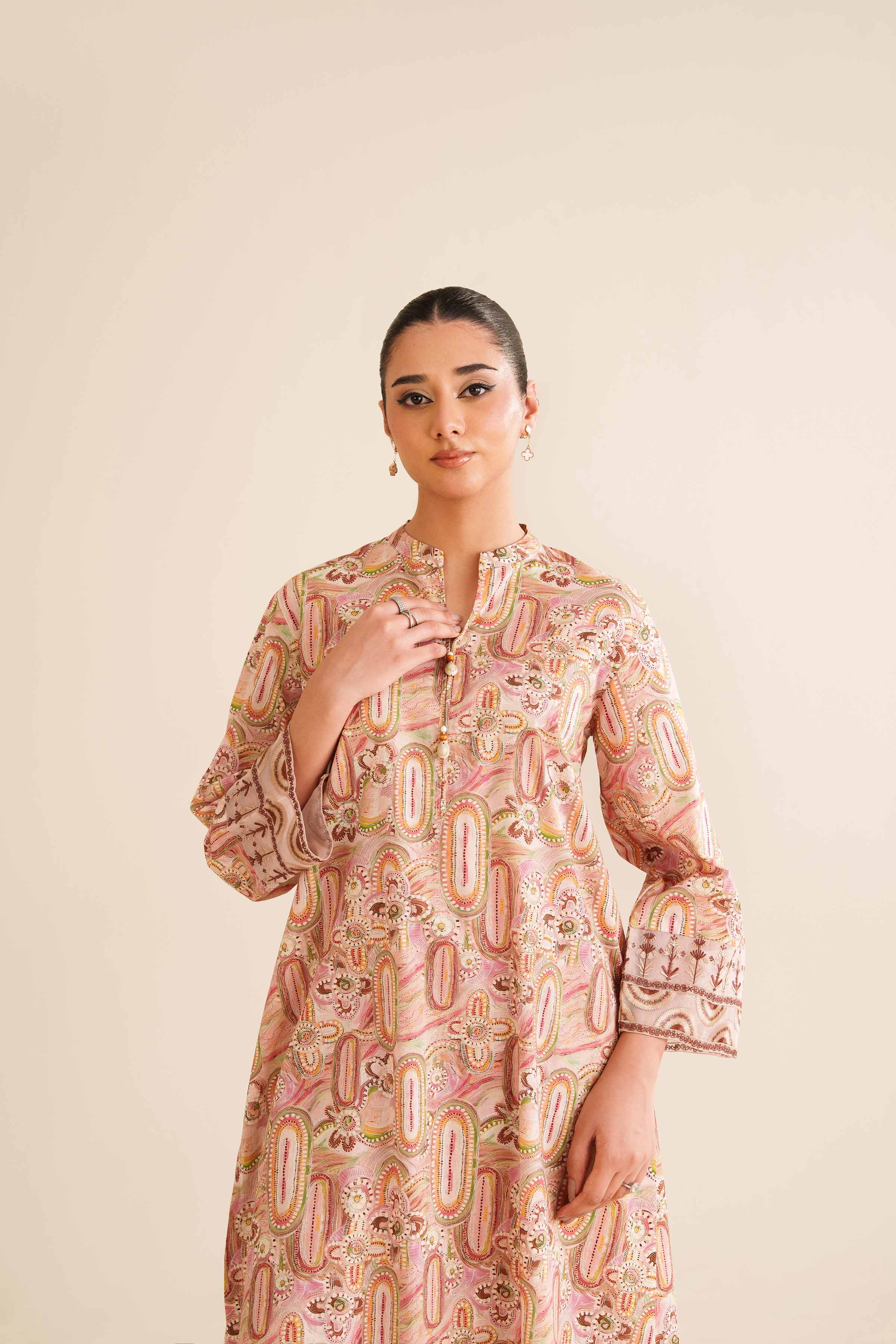 NISHATUAE - Pink Embroidered Cambric 2-piece Ready to wear Dress