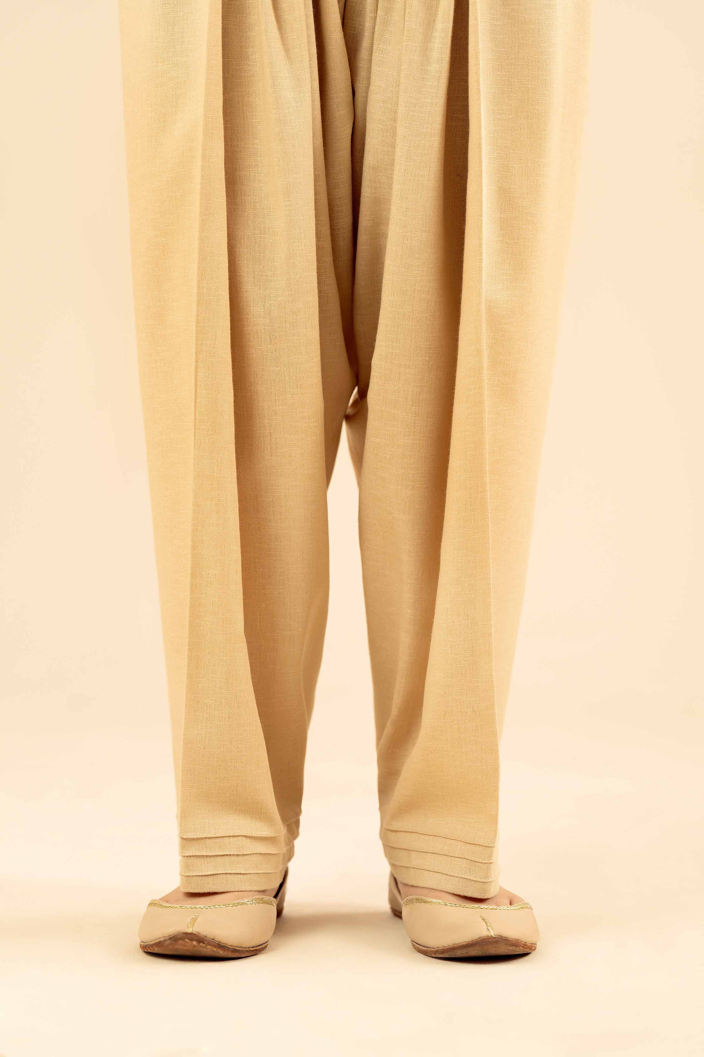 NISHATUAE - Beige Solids Karandi Ready to wear Shalwar