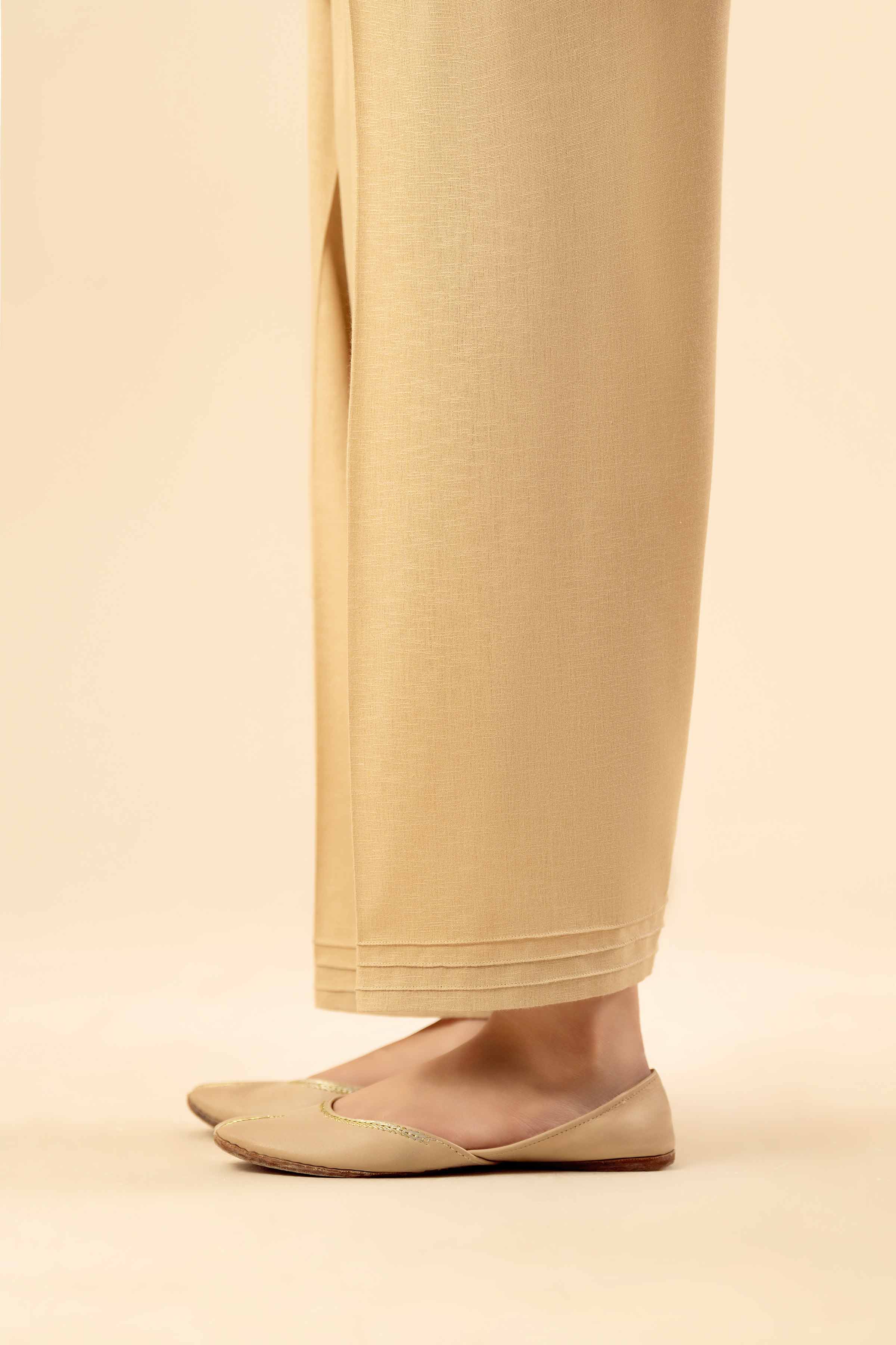 NISHATUAE - Beige Solids Karandi Ready to wear Shalwar