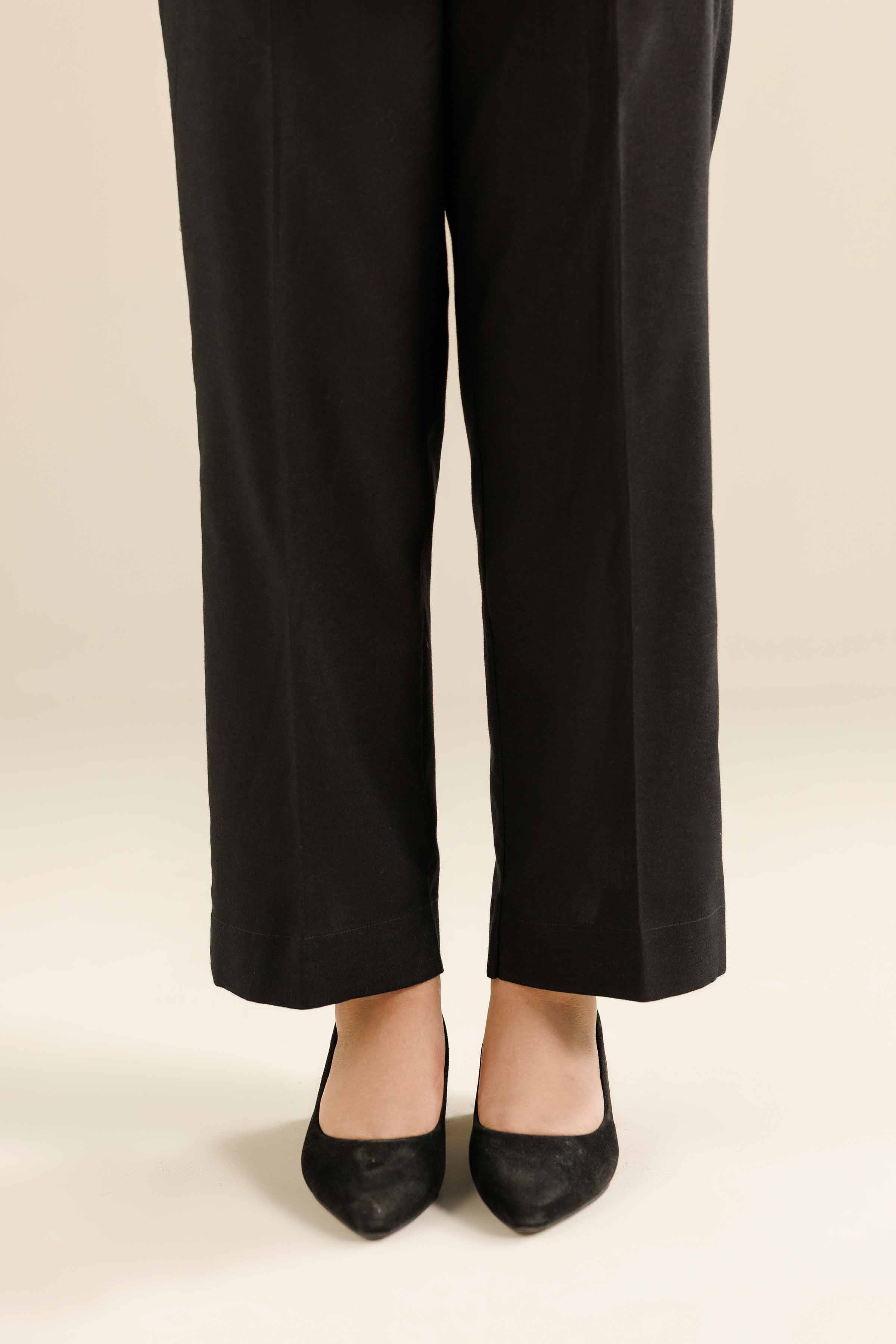 NISHATUAE - Black Solids Karandi Ready to wear Trousers