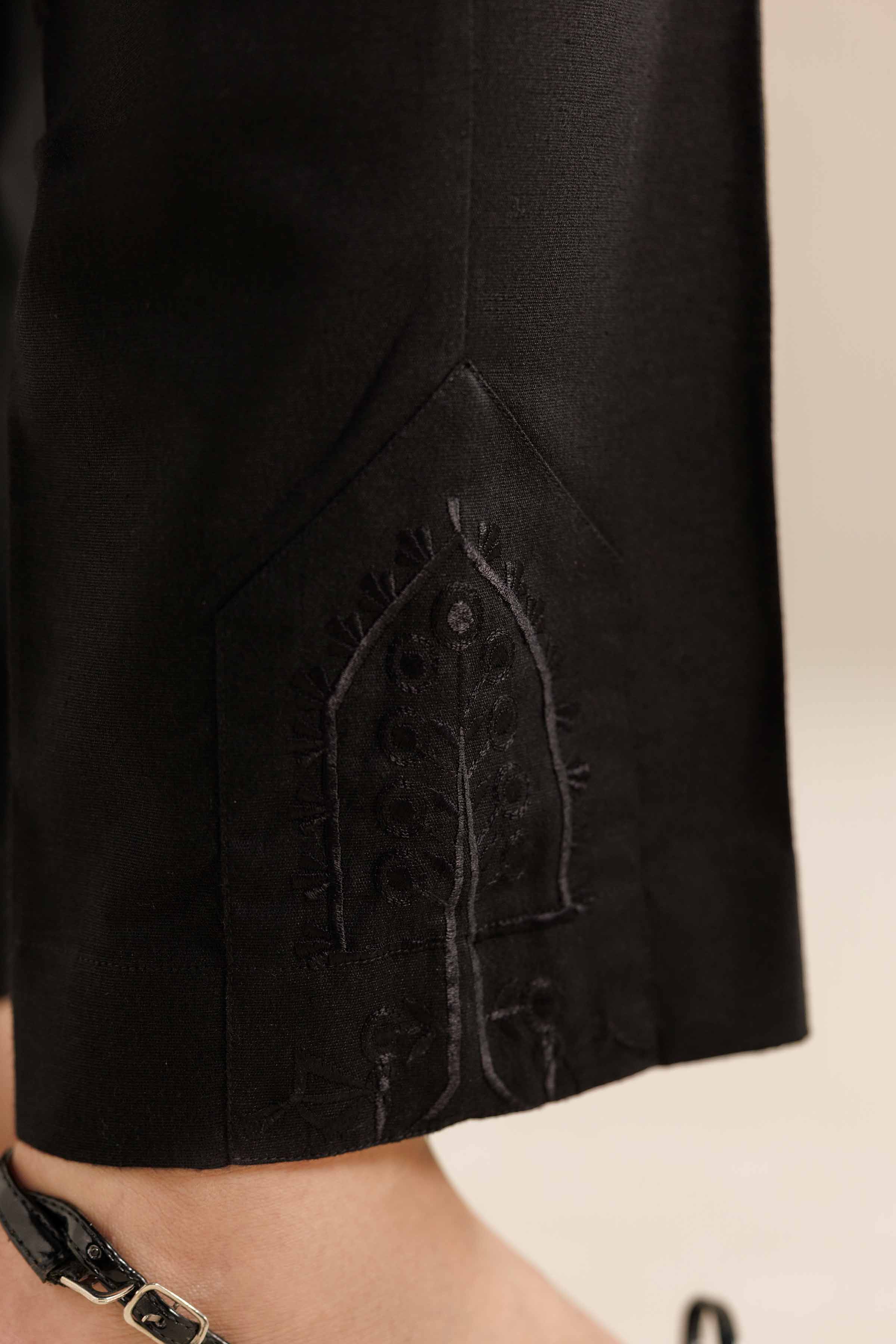 NISHATUAE - Black Embroidered Karandi Ready to wear Trousers
