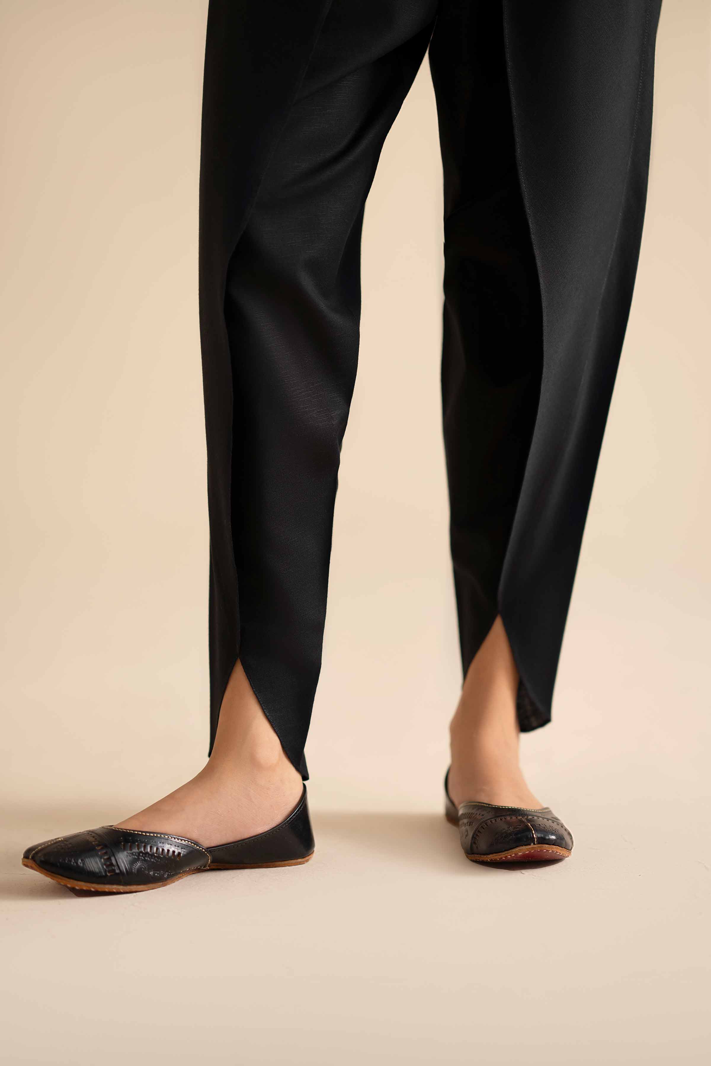 NISHATUAE - Black Solids Karandi Ready to wear Shalwar