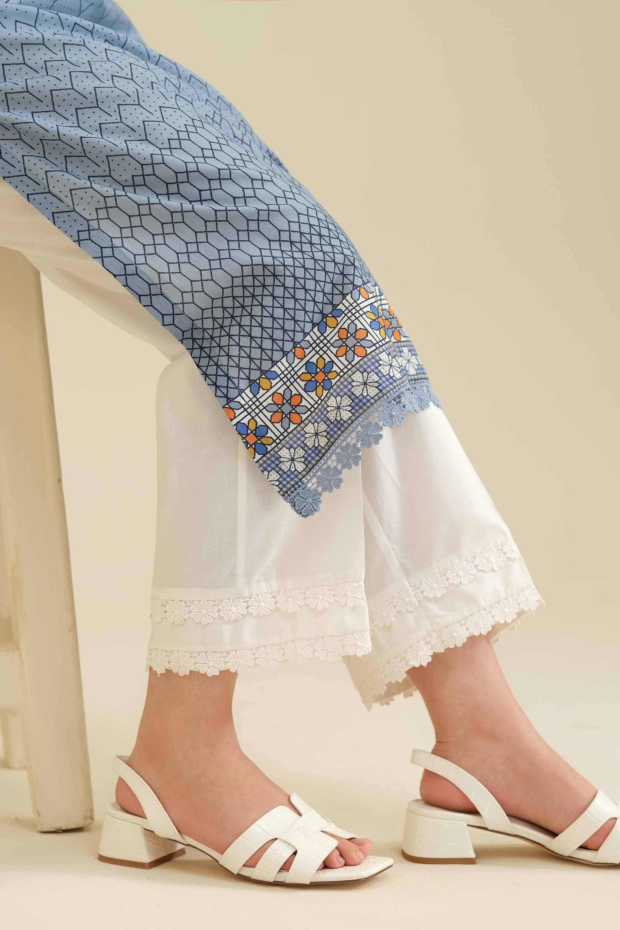 NISHATUAE - White Solids Cambric Ready to wear Trousers