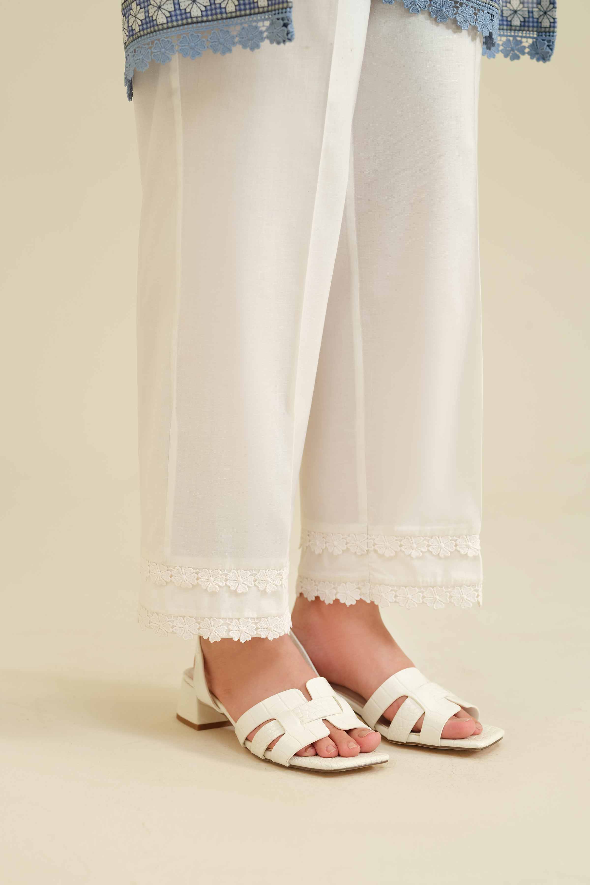 NISHATUAE - White Solids Cambric Ready to wear Trousers