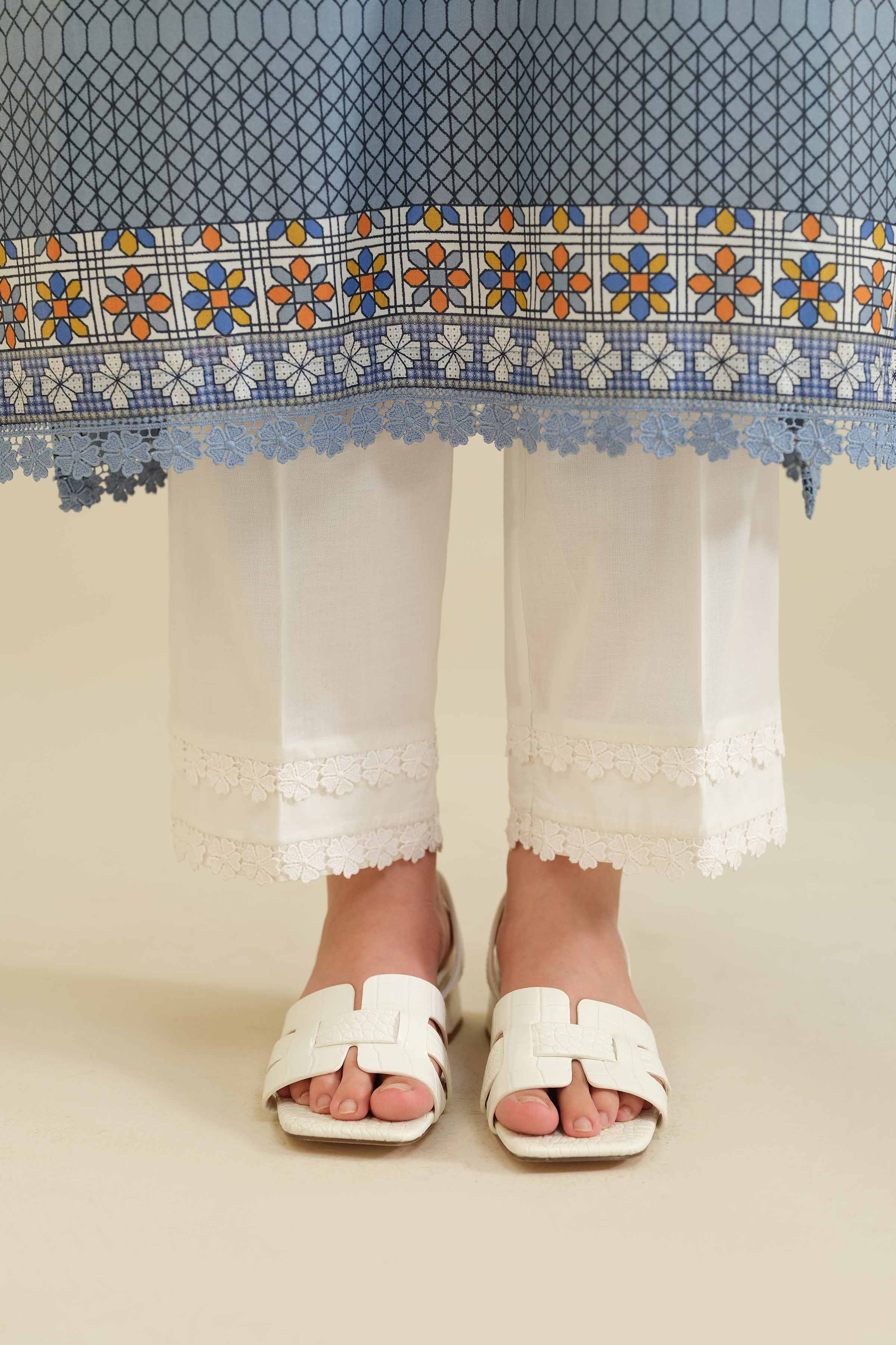 NISHATUAE - White Solids Cambric Ready to wear Trousers