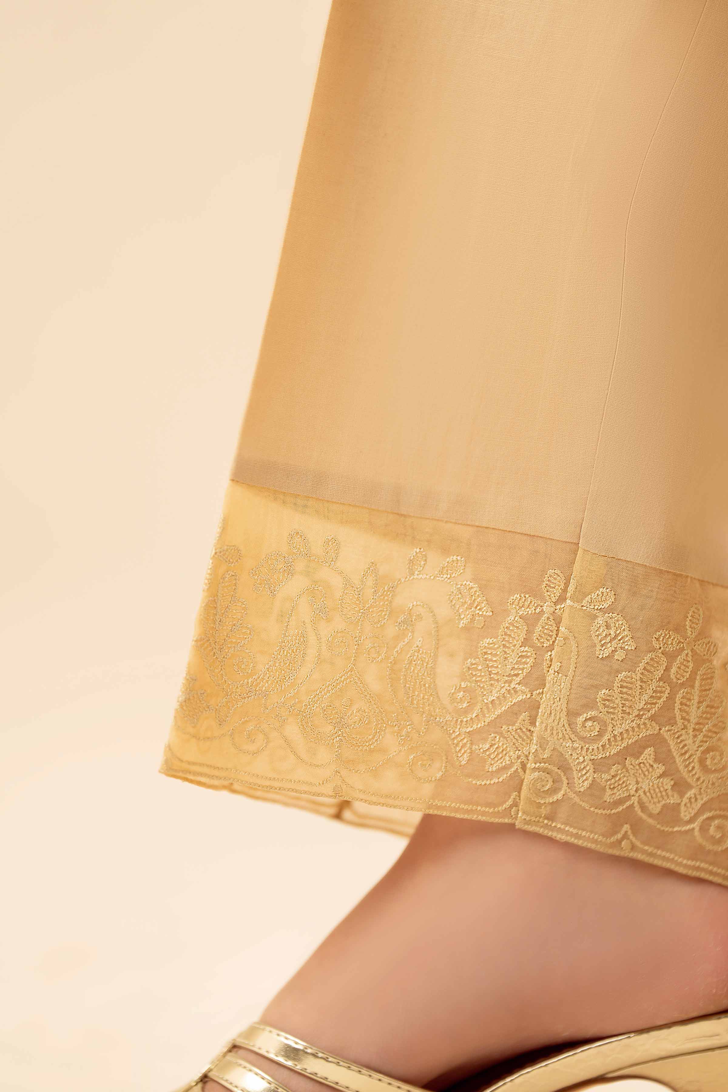 NISHATUAE - Beige Embroidered Cambric Ready to wear Trousers