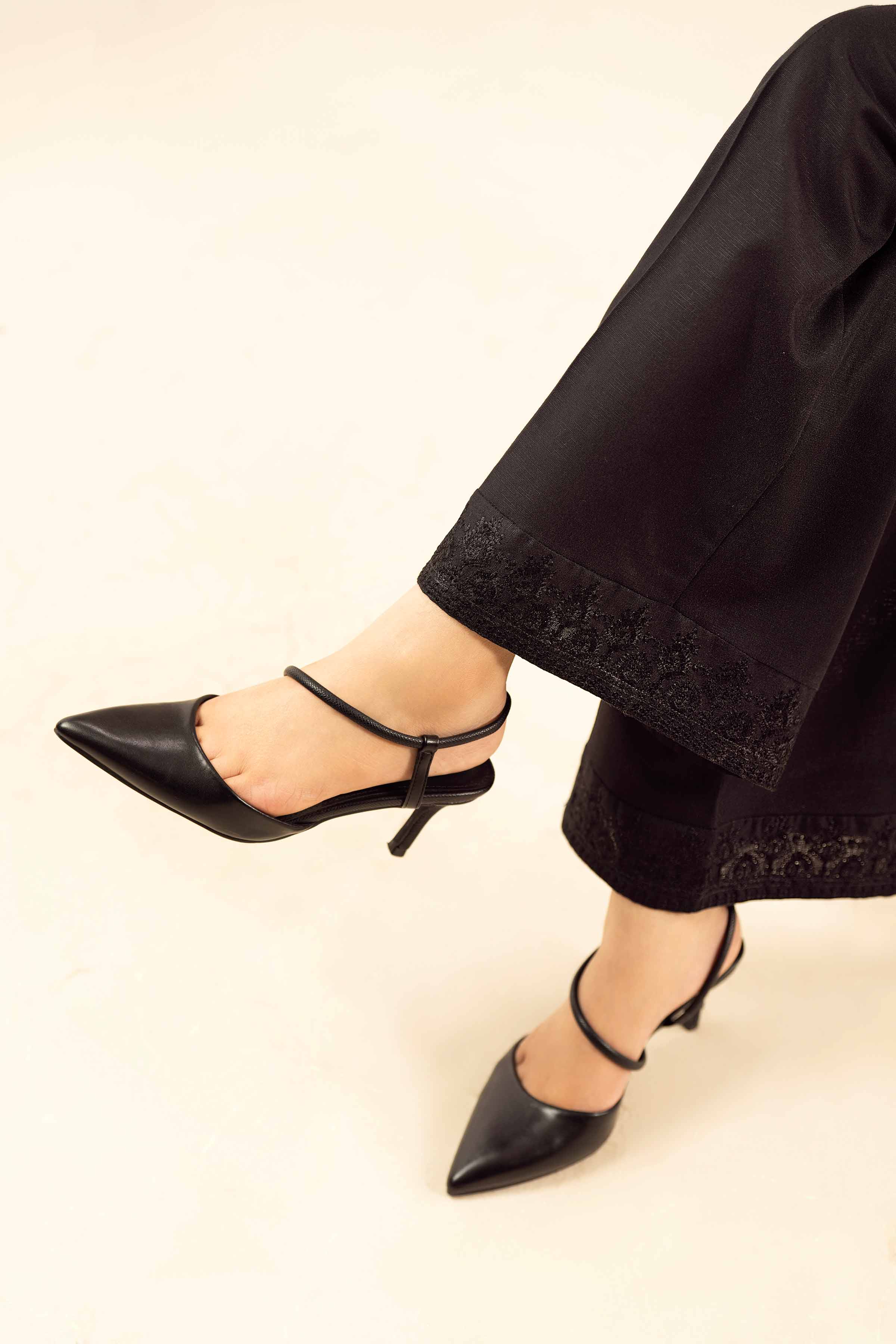 NISHATUAE - Black Embroidered Karandi Ready to wear Pants