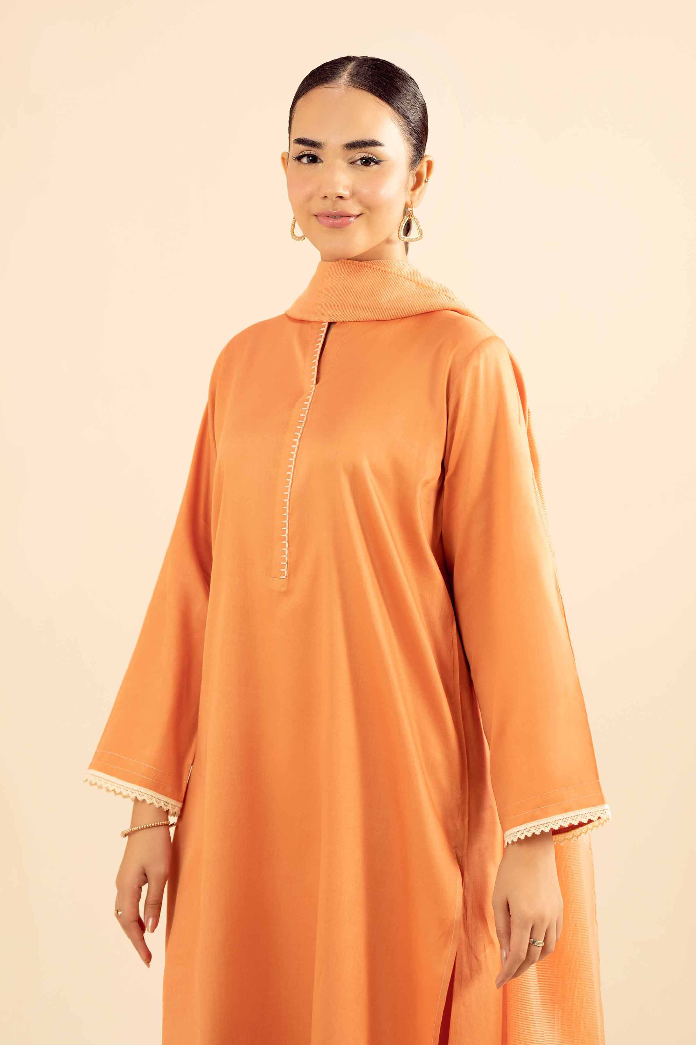NISHATUAE - Orange Solids Satin 3-piece Ready to wear Suit
