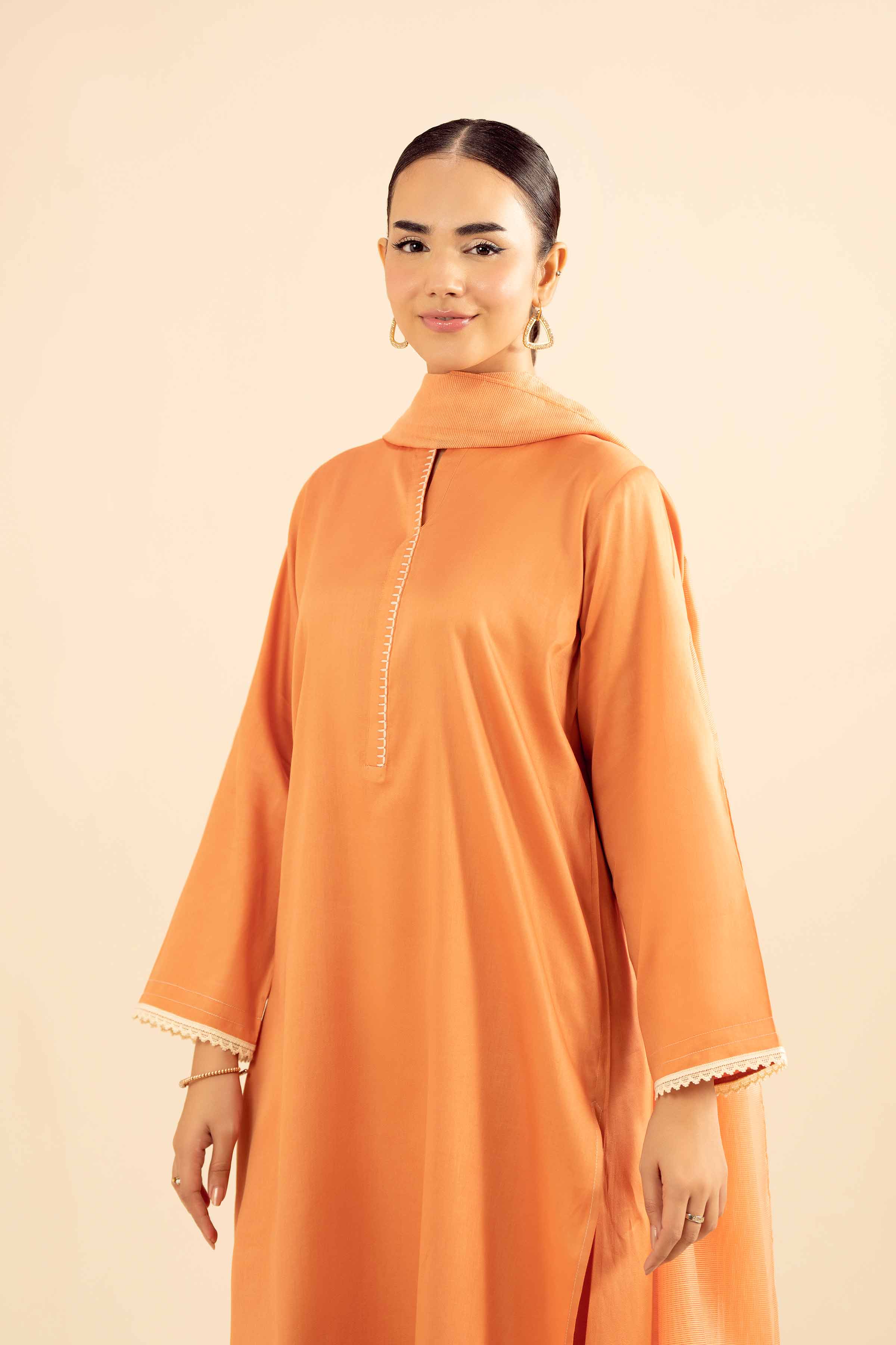 NISHATUAE - Orange Solids Satin 3-piece Ready to wear Suit