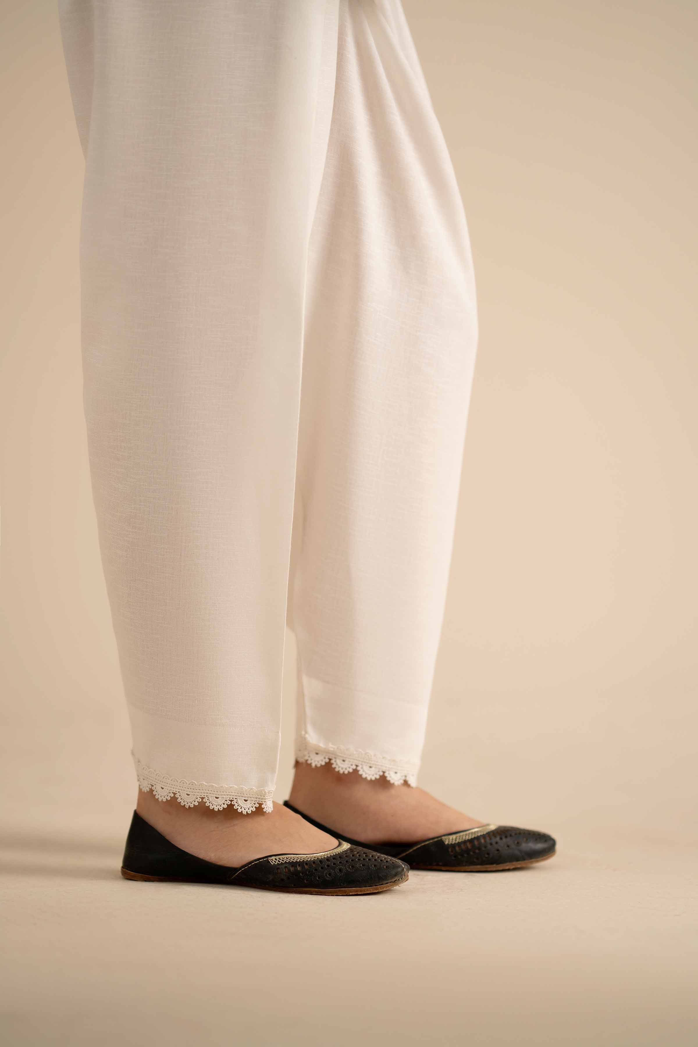 NISHATUAE - White Solids Karandi Ready to wear Shalwar