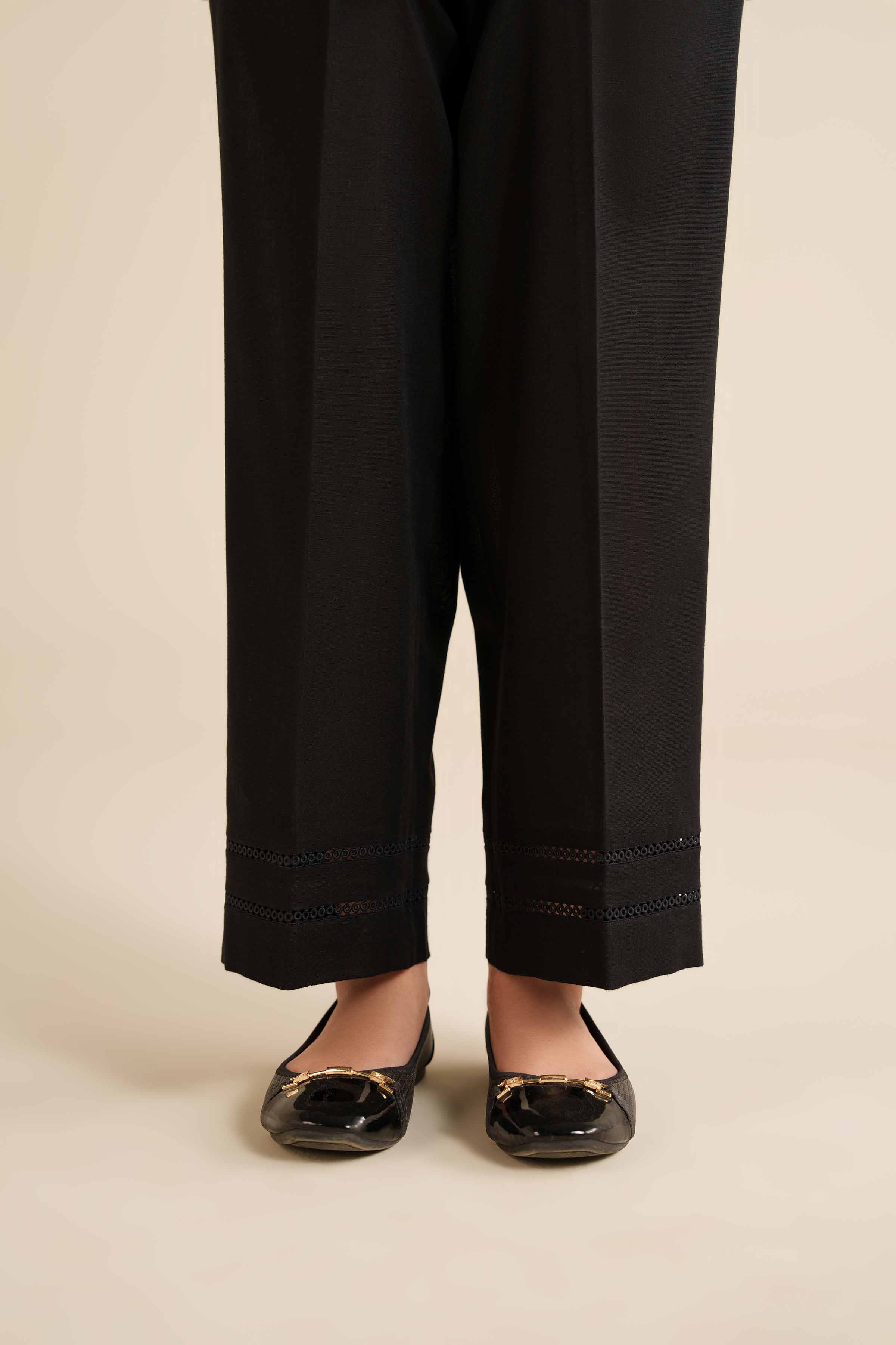 NISHATUAE - Black Solids Karandi Ready to wear Trousers