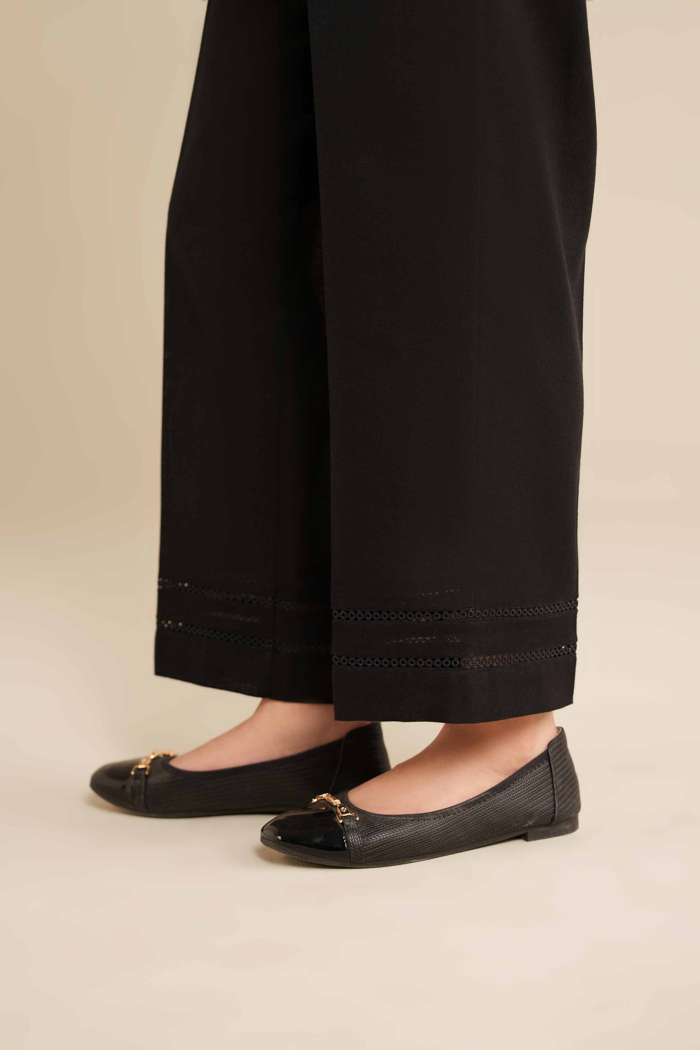 NISHATUAE - Black Solids Karandi Ready to wear Trousers