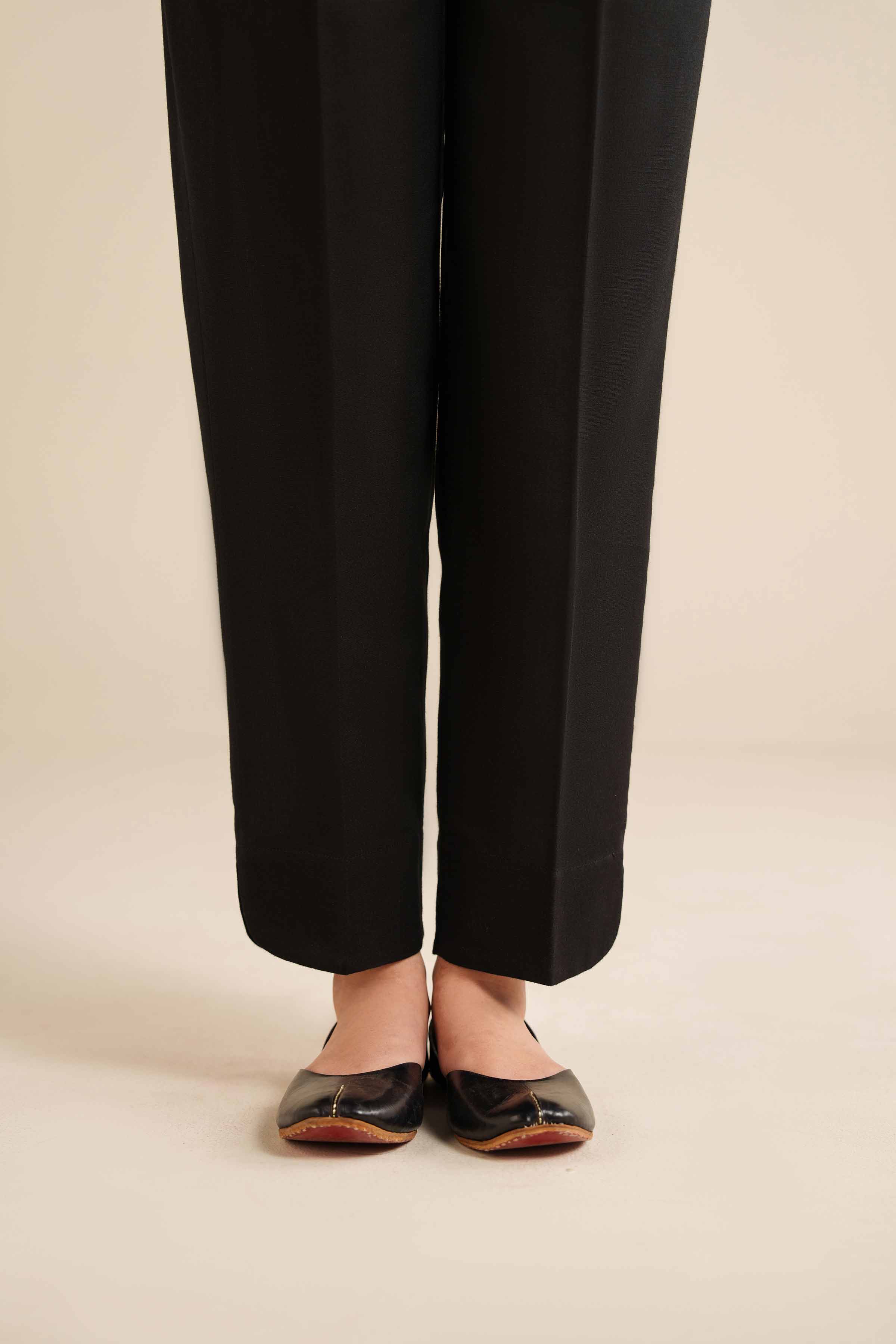 NISHATUAE - Black Solids Karandi Ready to wear Trousers