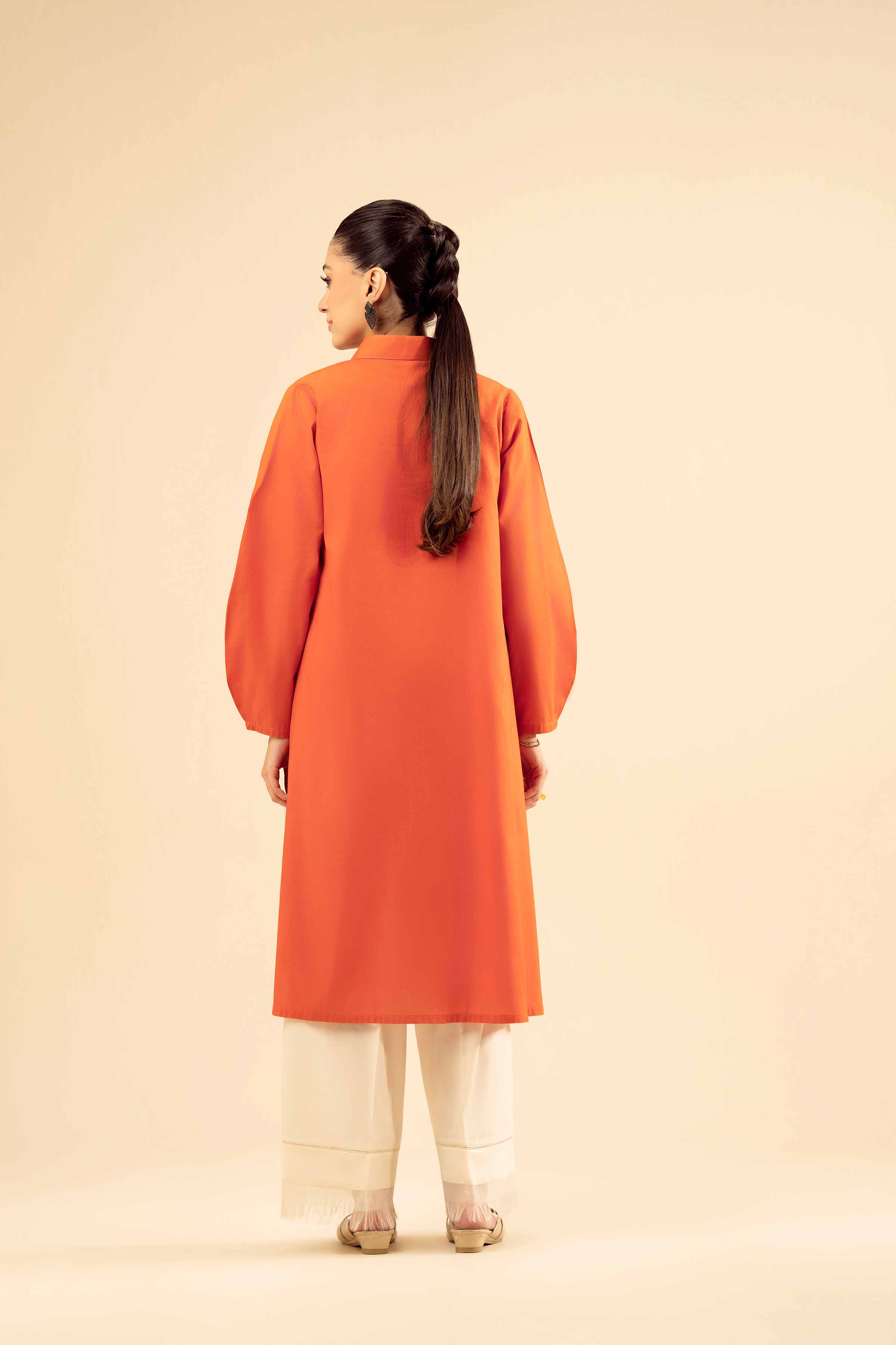 NISHATUAE - Orange Solids Cambric Ready to wear Shirt