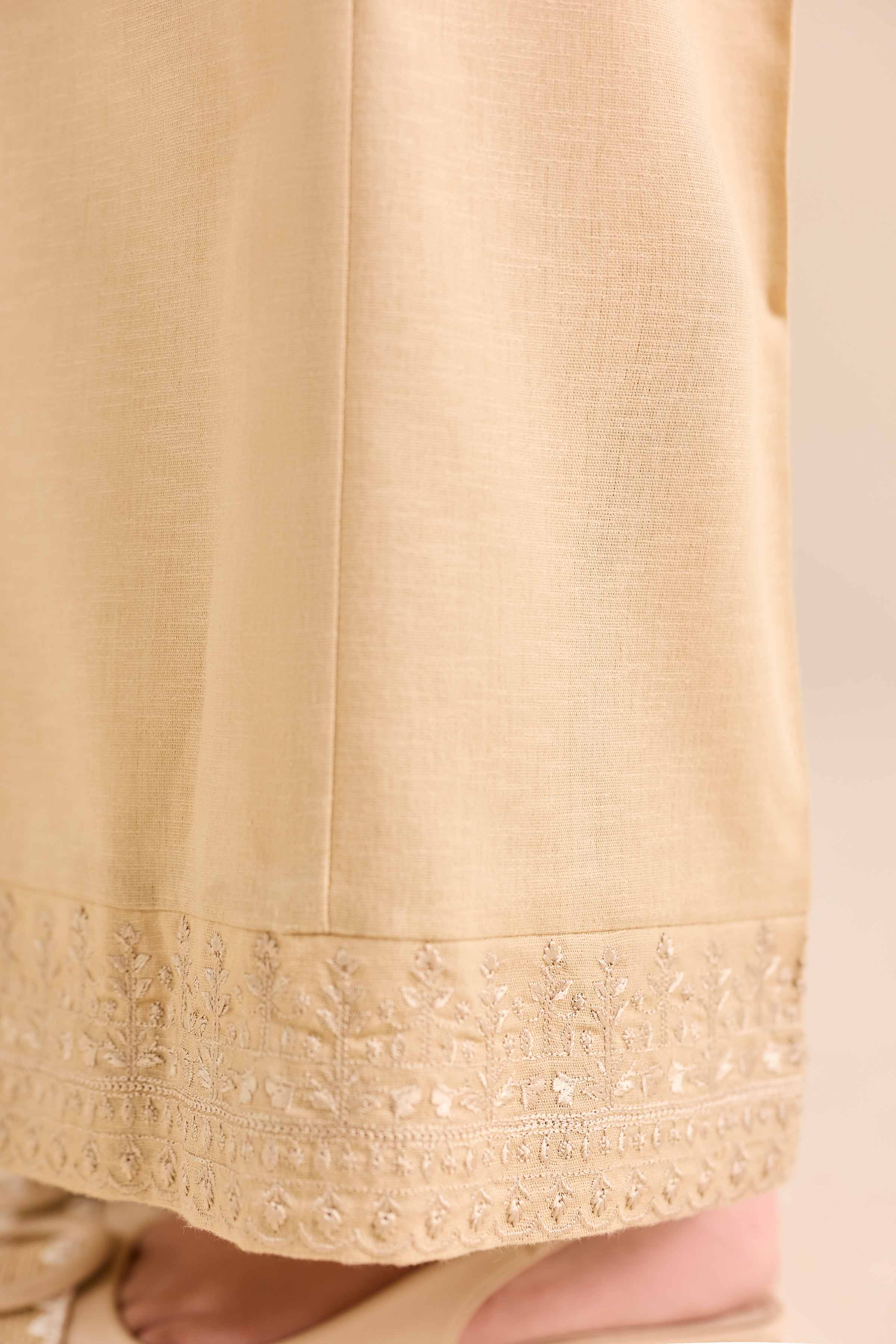 NISHATUAE - Beige Solids Karandi Ready to wear Pants