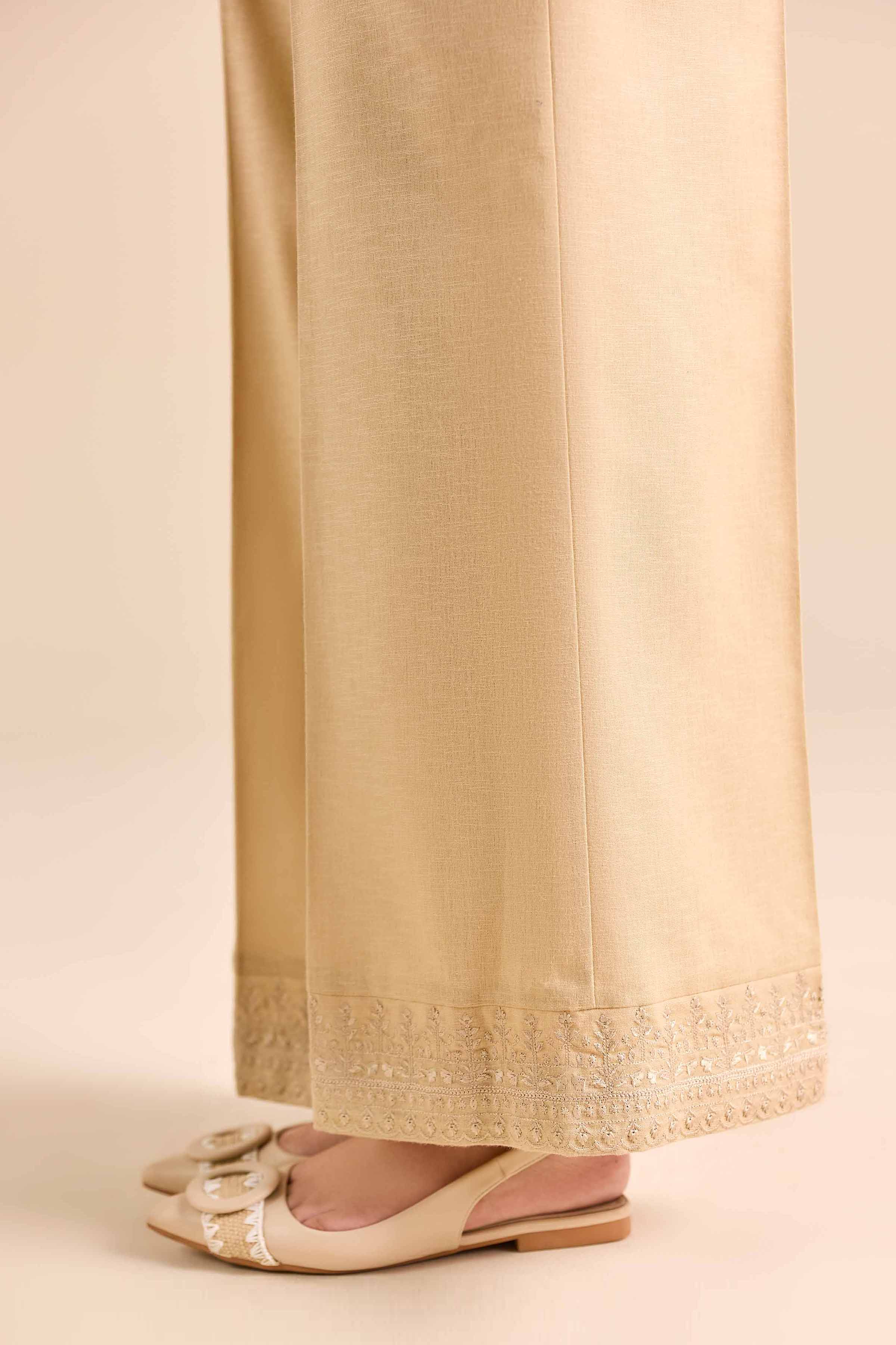NISHATUAE - Beige Solids Karandi Ready to wear Pants