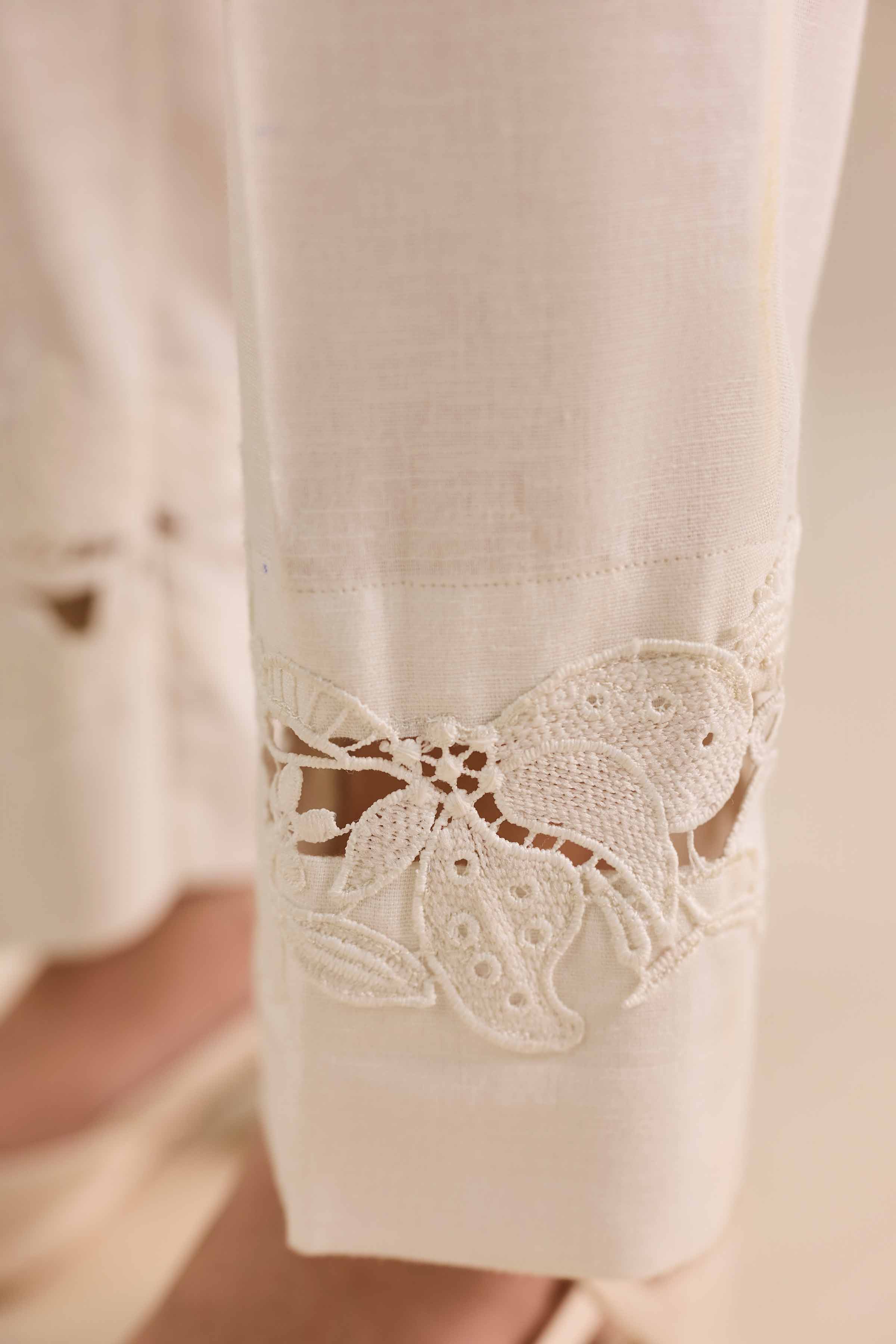 NISHATUAE - White Solids Karandi Ready to wear Pants