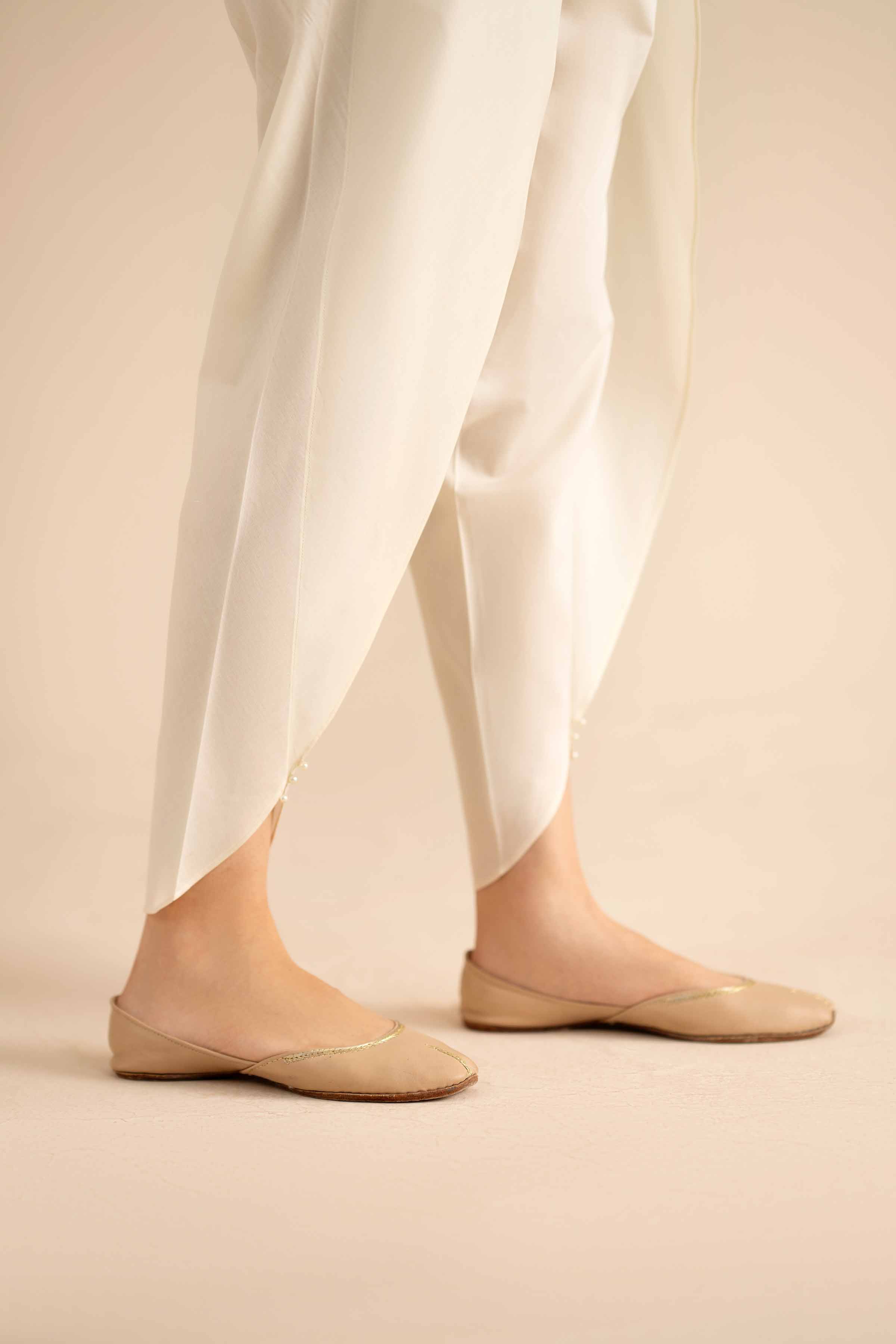 NISHATUAE - White Solids Cambric Ready to wear Shalwar