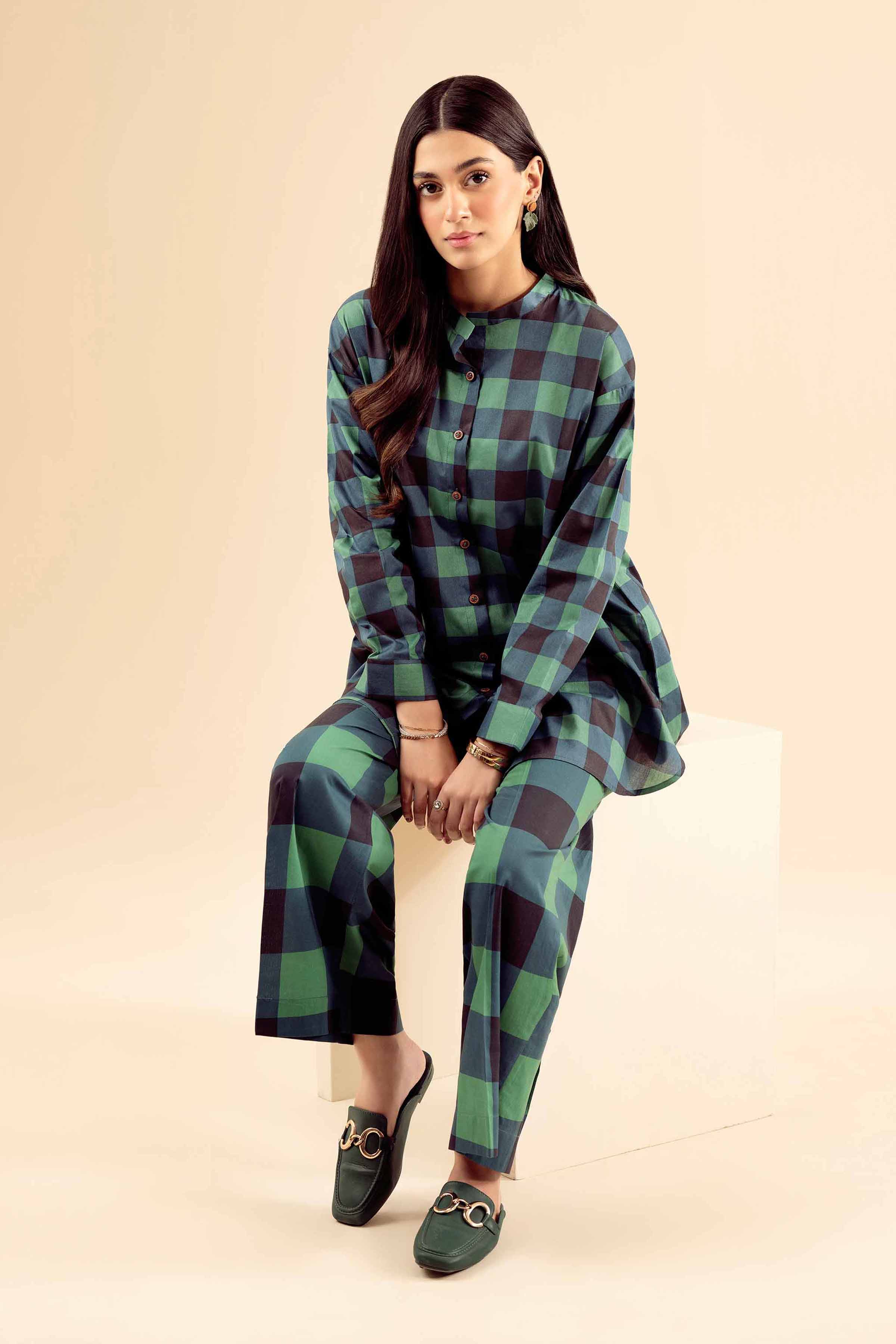 NISHATUAE - Green Printed Cambric 2-piece Ready to wear Dress