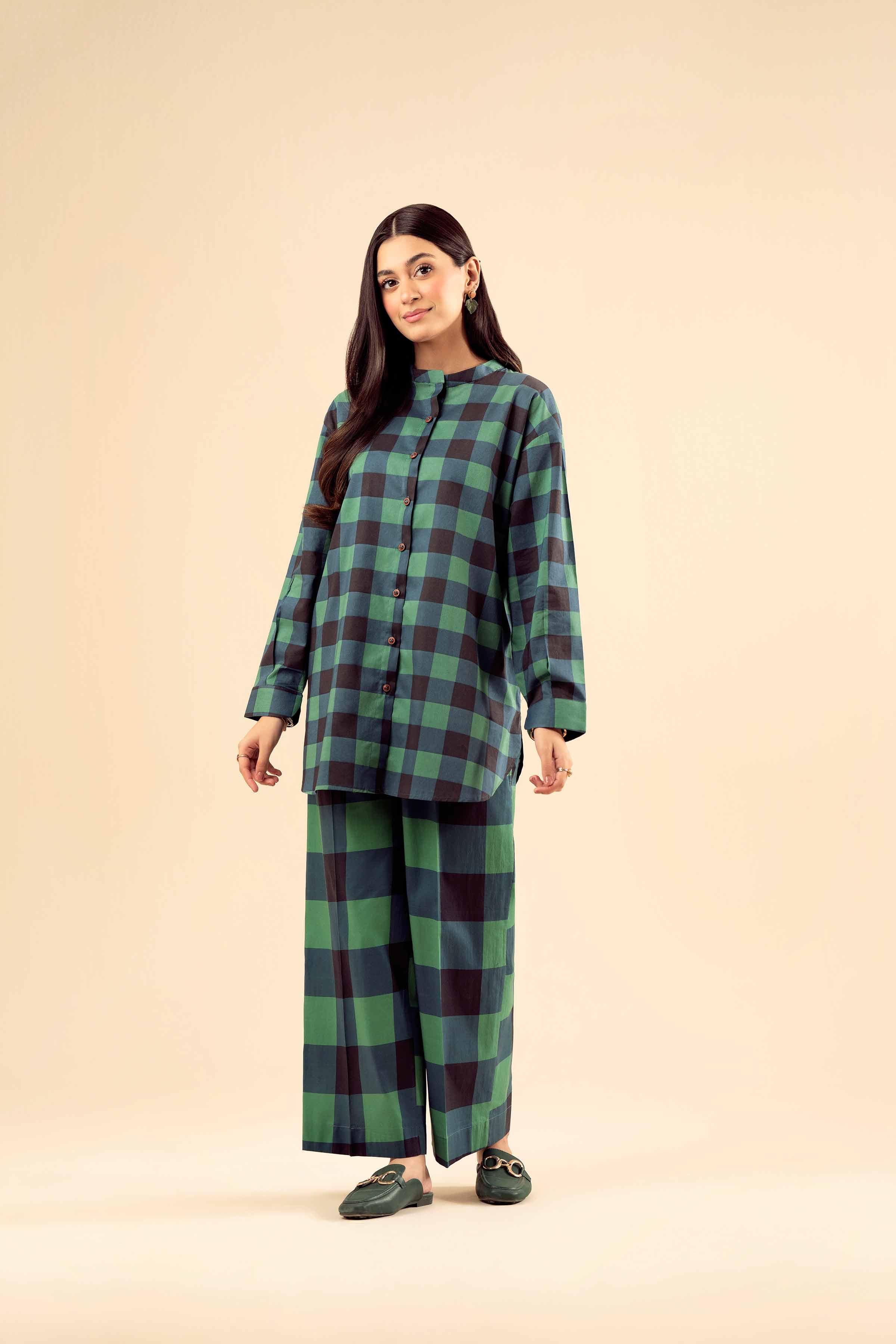 NISHATUAE - Green Printed Cambric 2-piece Ready to wear Dress