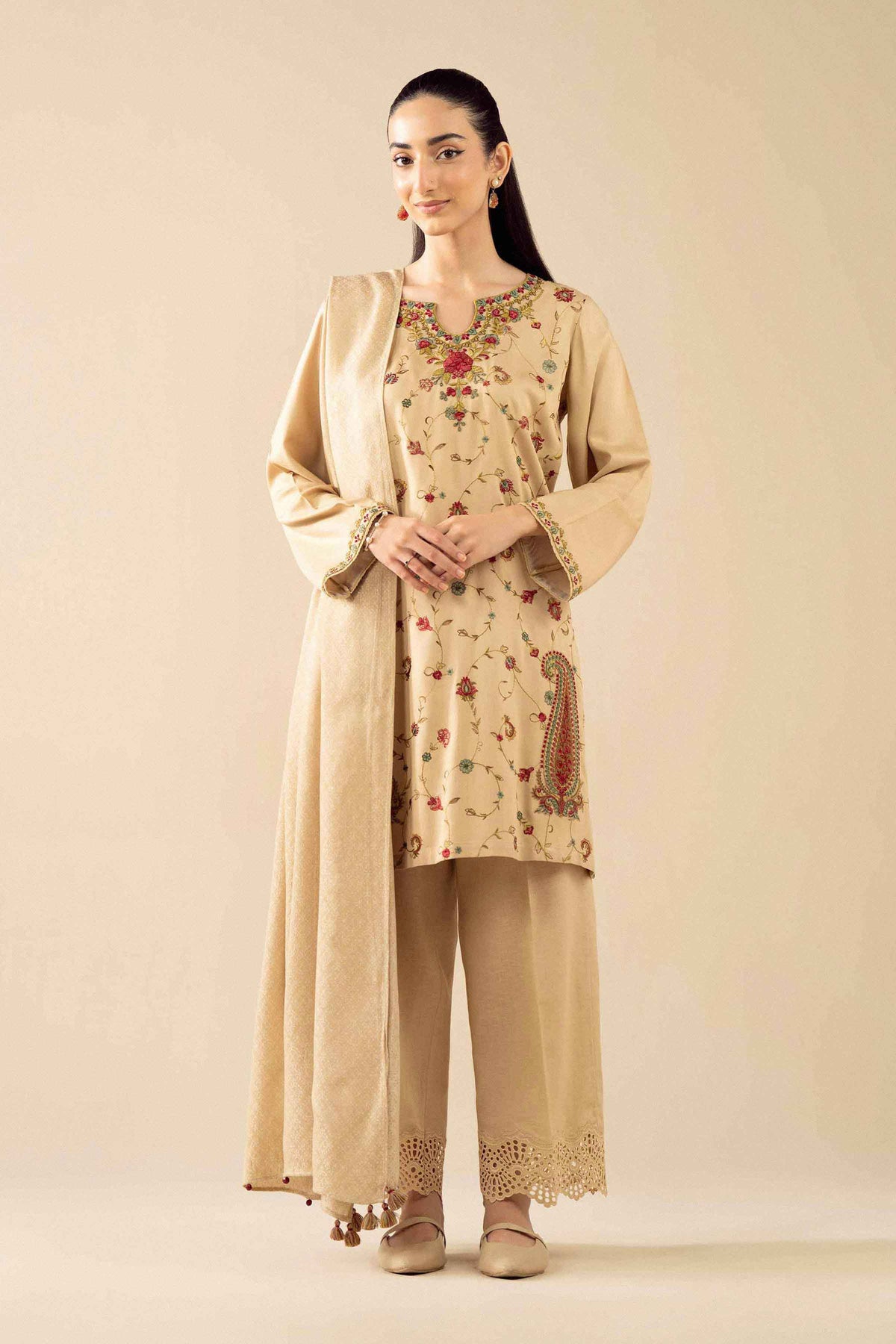 3 Piece - Embroidered Suit - PW25-186