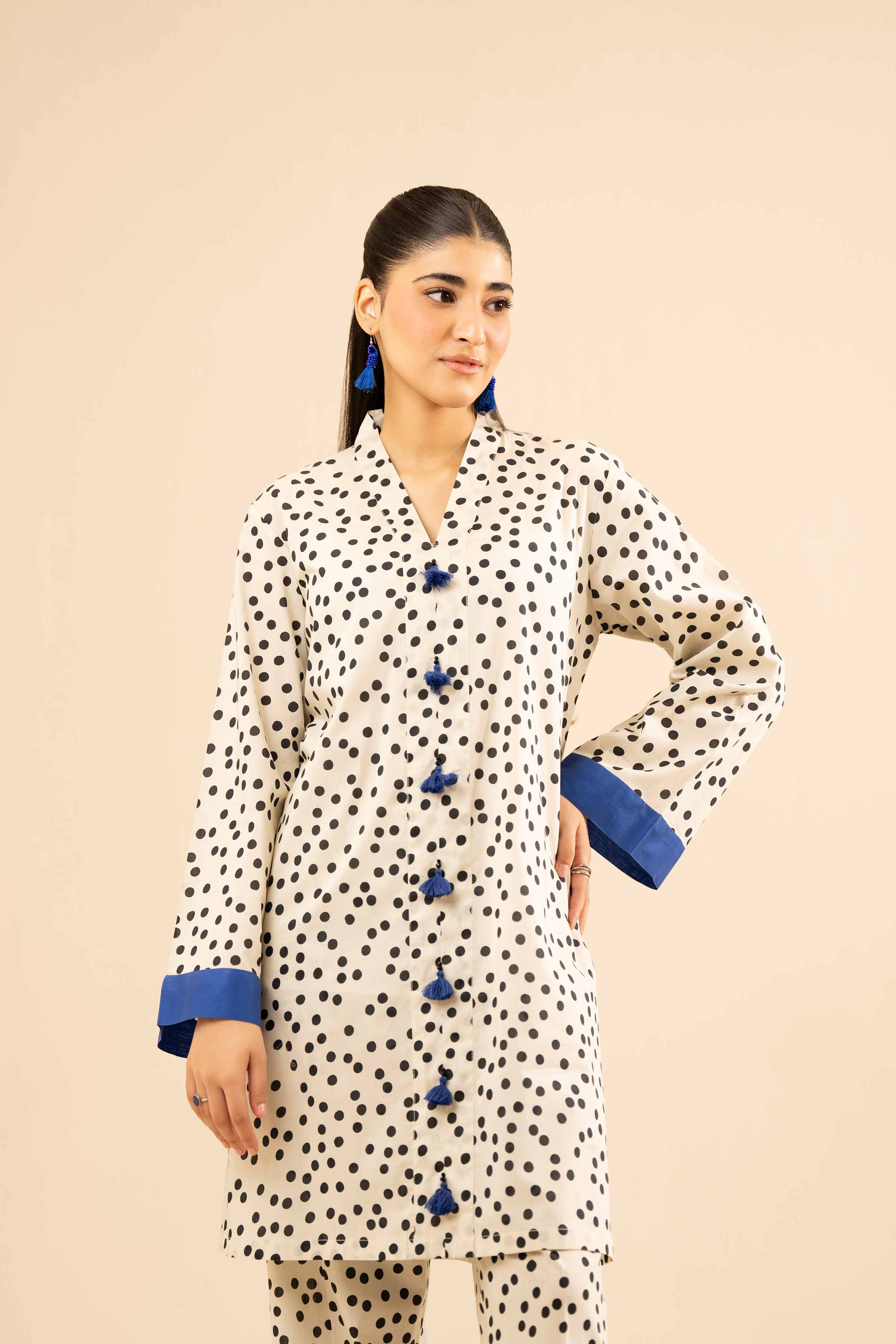 NISHATUAE - White Printed Cambric 2-piece Ready to wear Dress