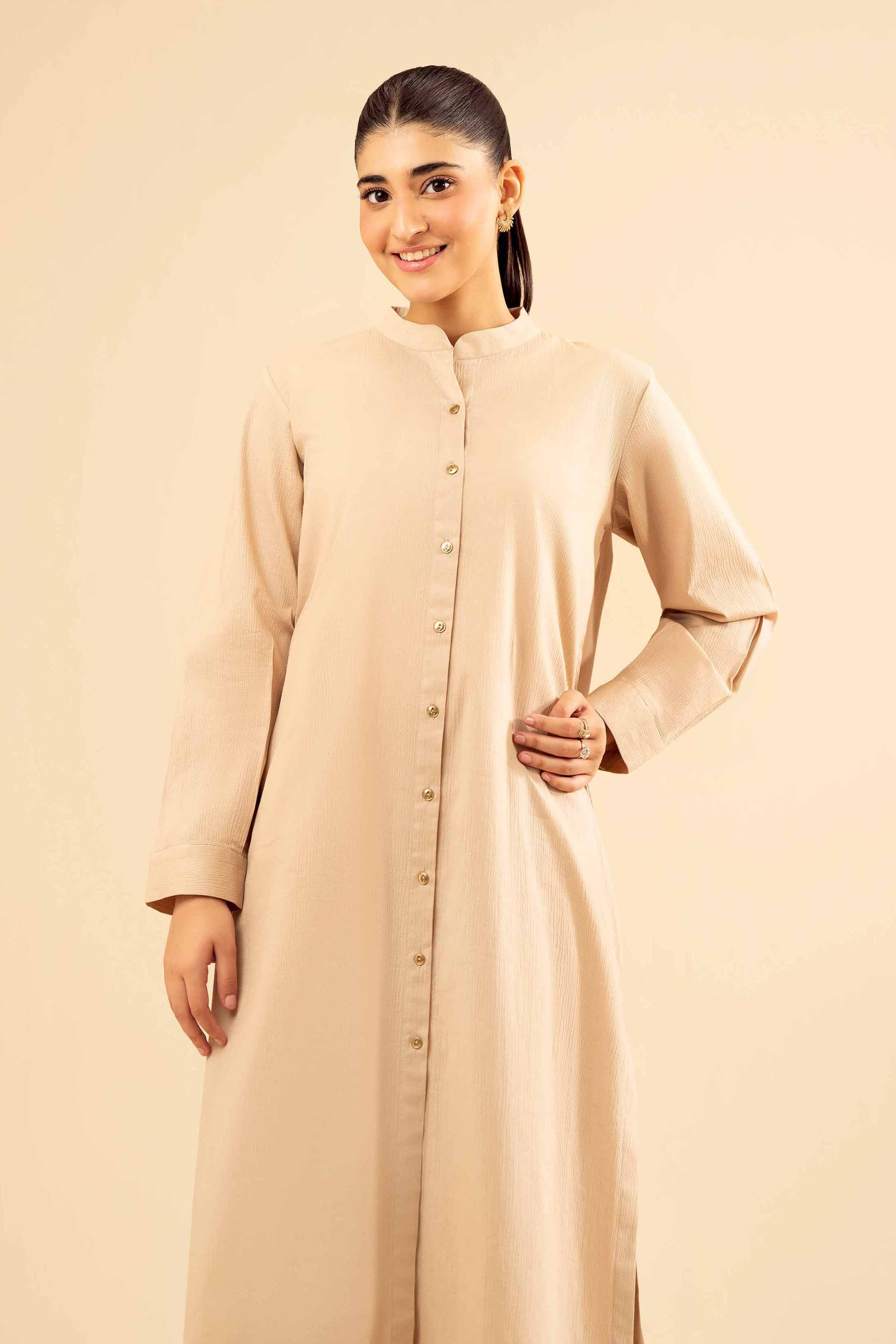 NISHATUAE - Beige Solids Crush 2-piece Ready to wear Dress