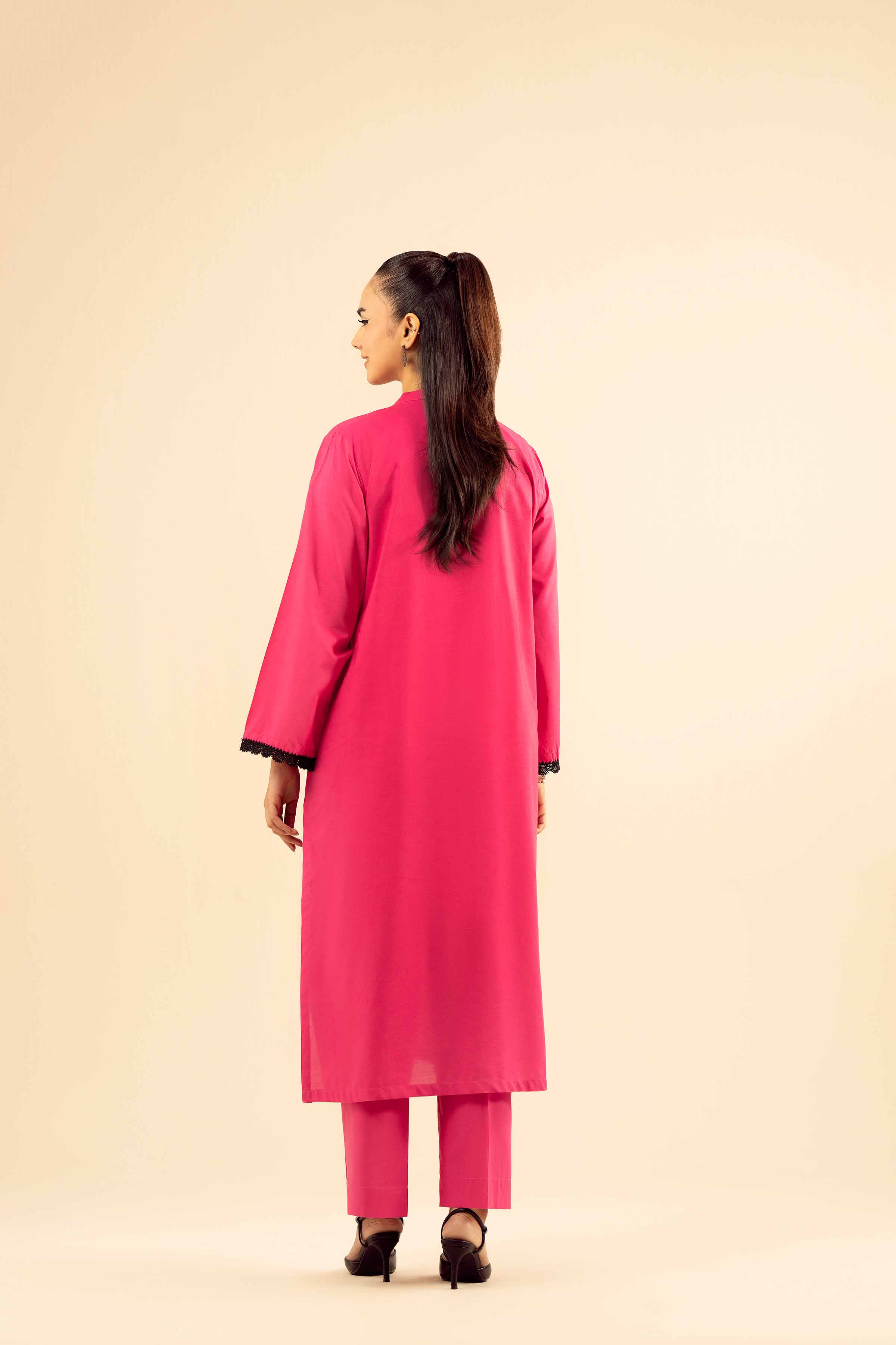 NISHATUAE - Pink Embroidered Tropical 2-piece Ready to wear Dress