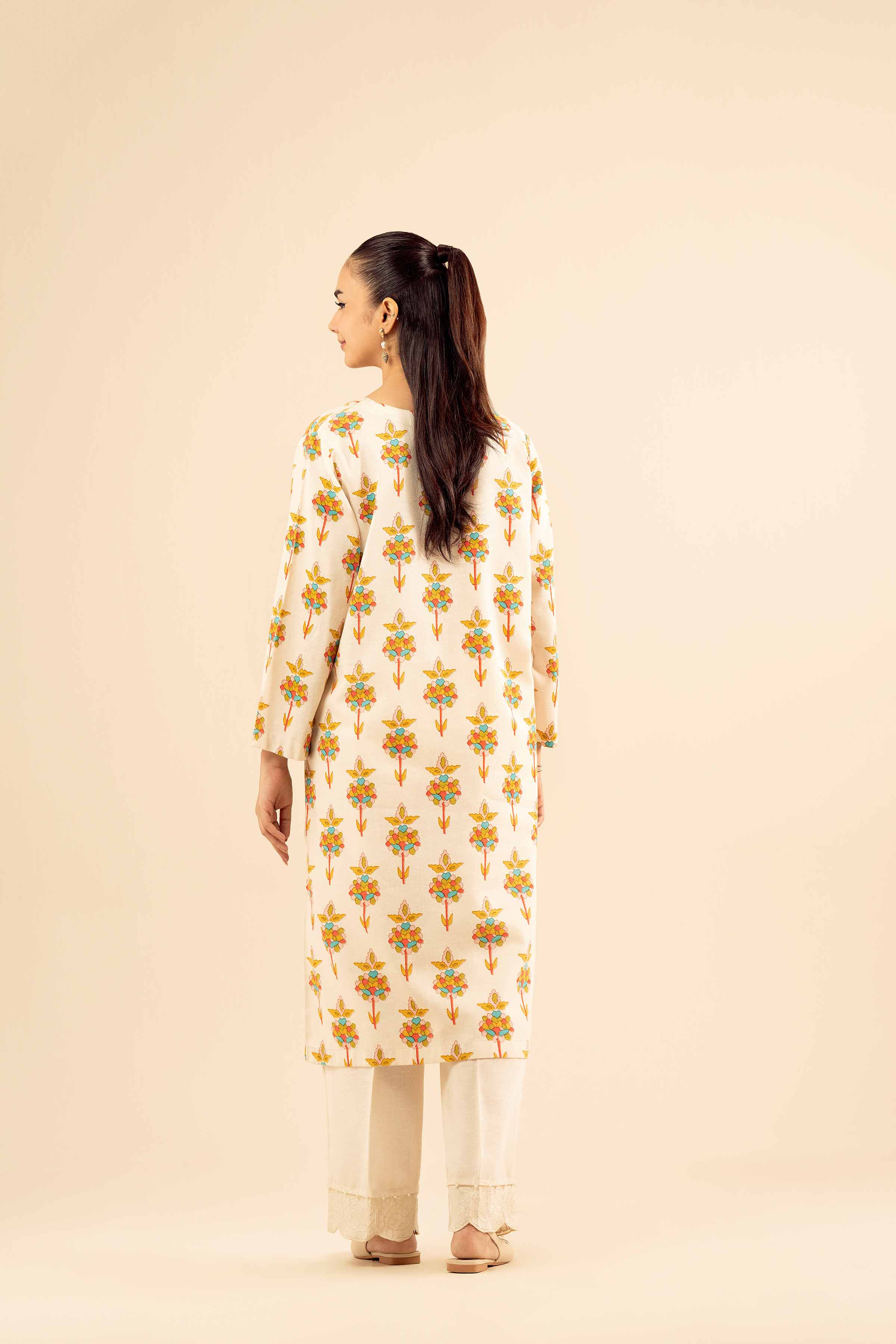 NISHATUAE - Off White Embroidered Karandi 2-piece Ready to wear Dress