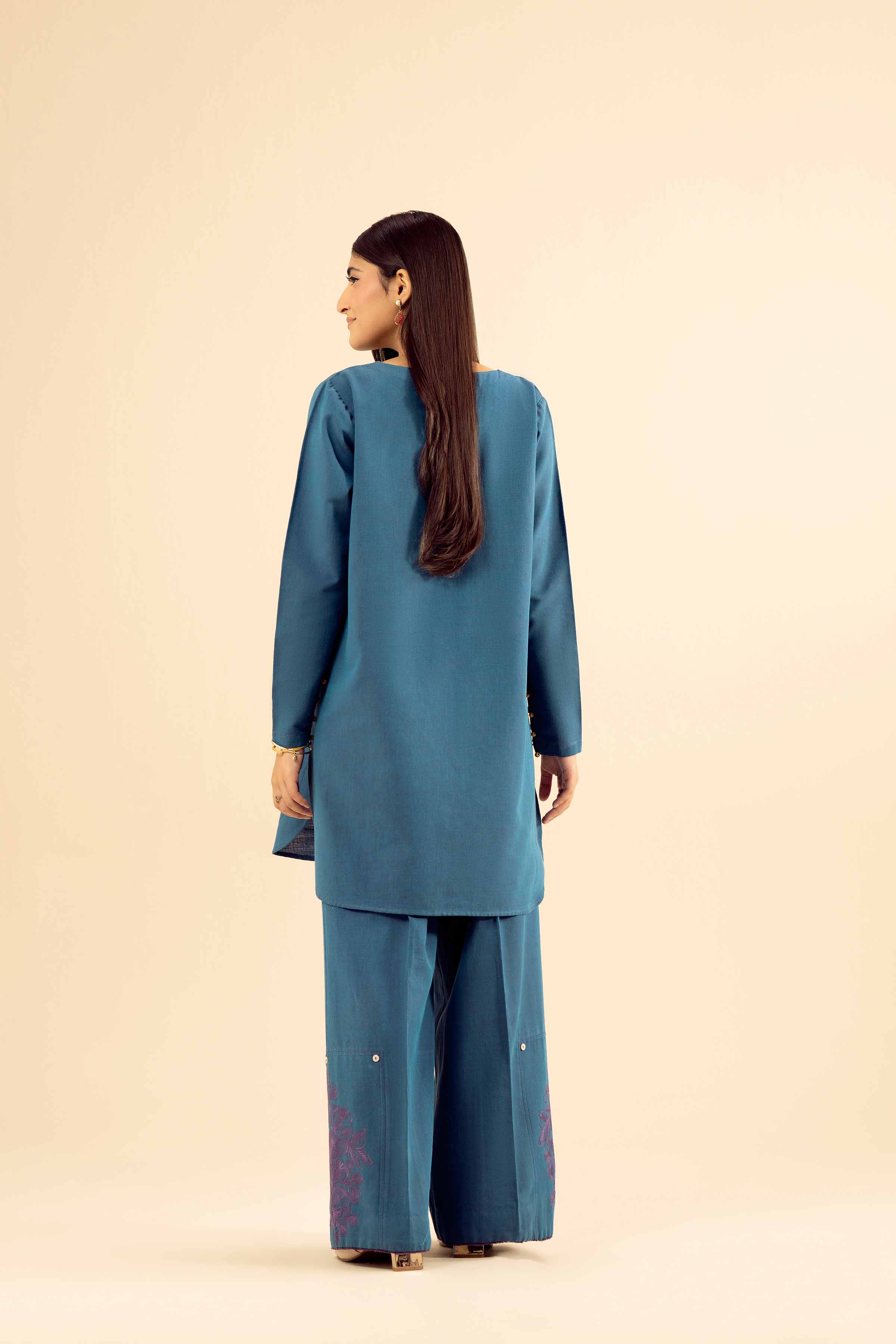 NISHATUAE - Blue Embroidered Tropical 2-piece Ready to wear Dress