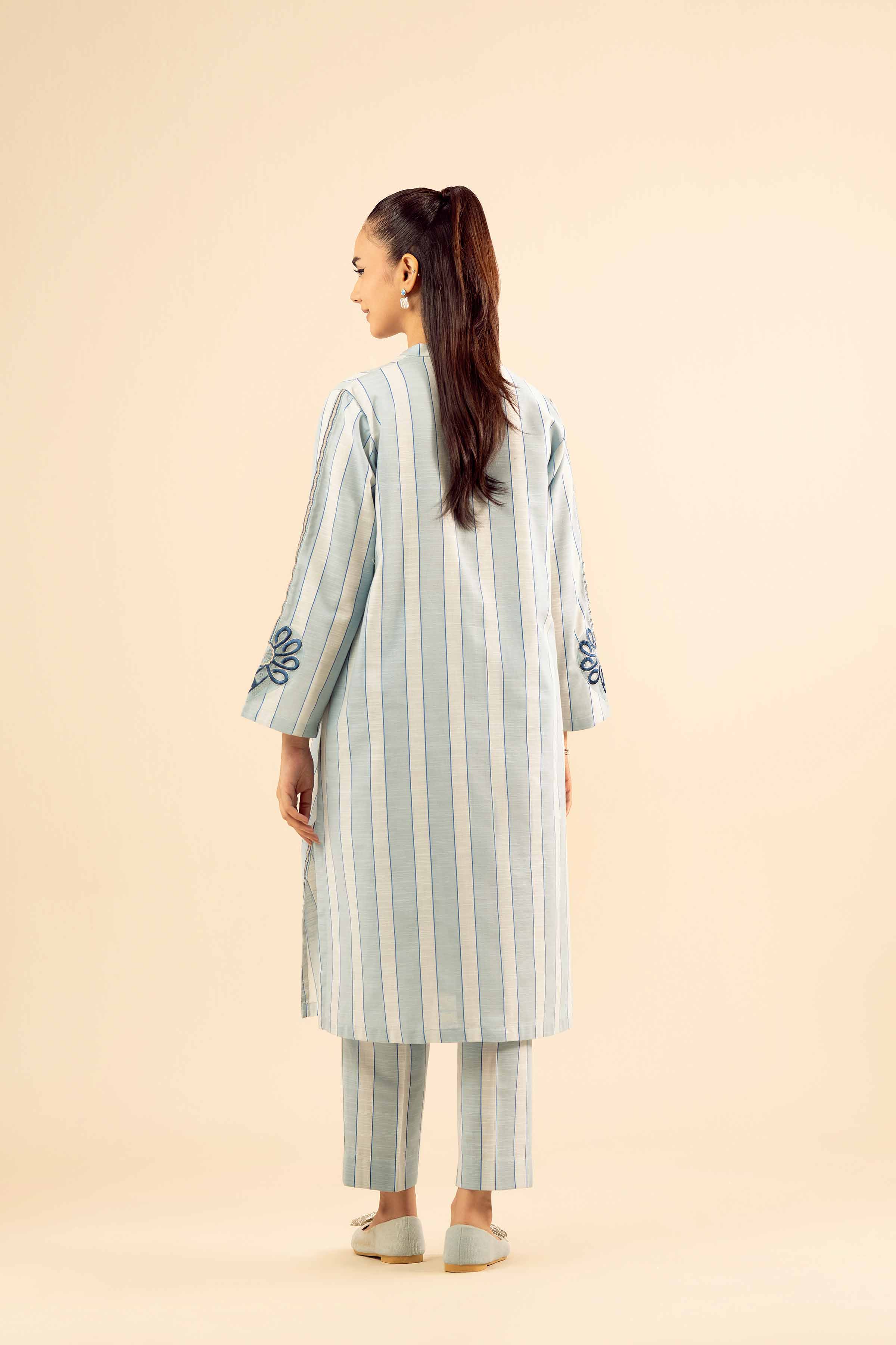 NISHATUAE - Blue Embroidered Khaddar 2-piece Ready to wear Dress