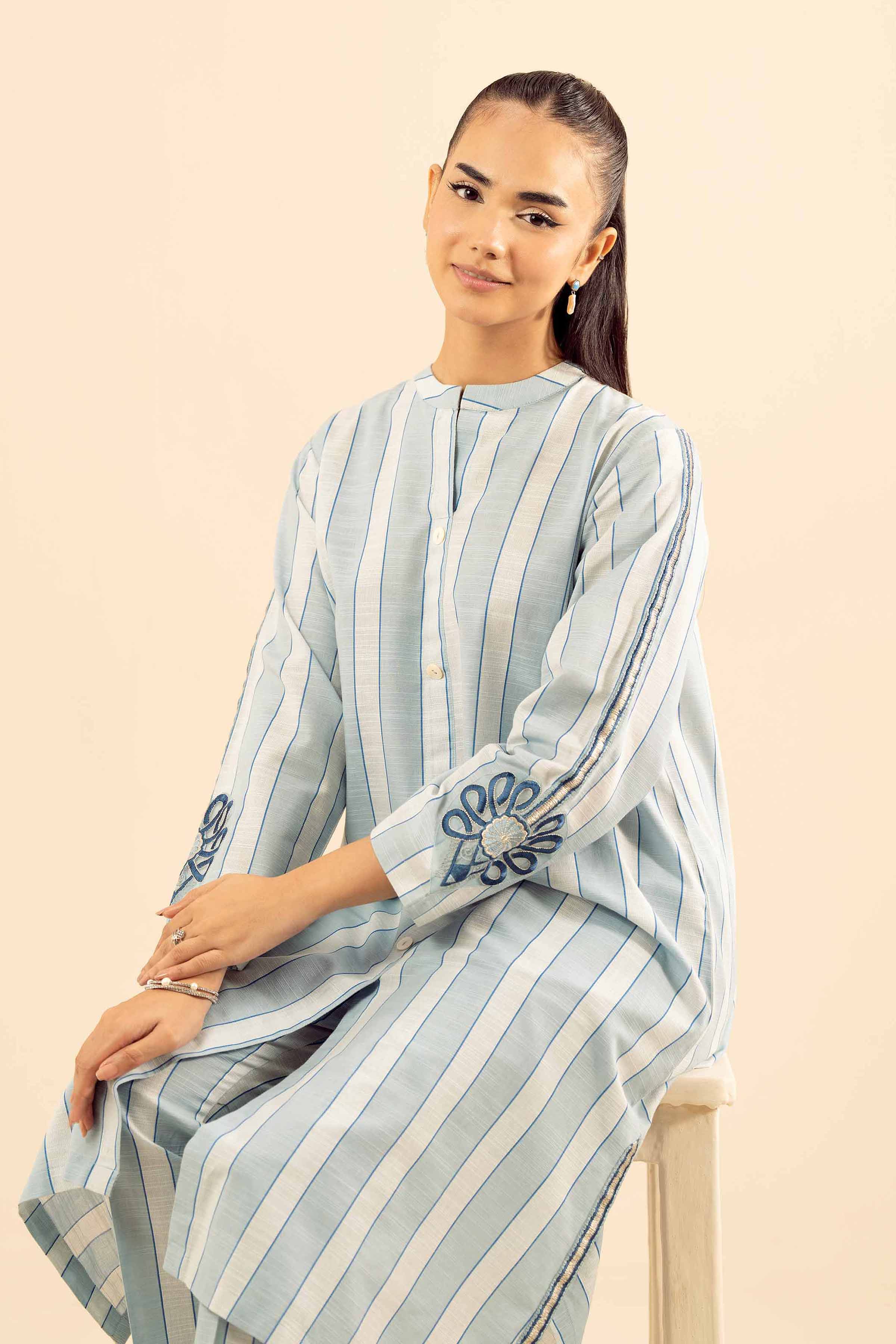 NISHATUAE - Blue Embroidered Khaddar 2-piece Ready to wear Dress