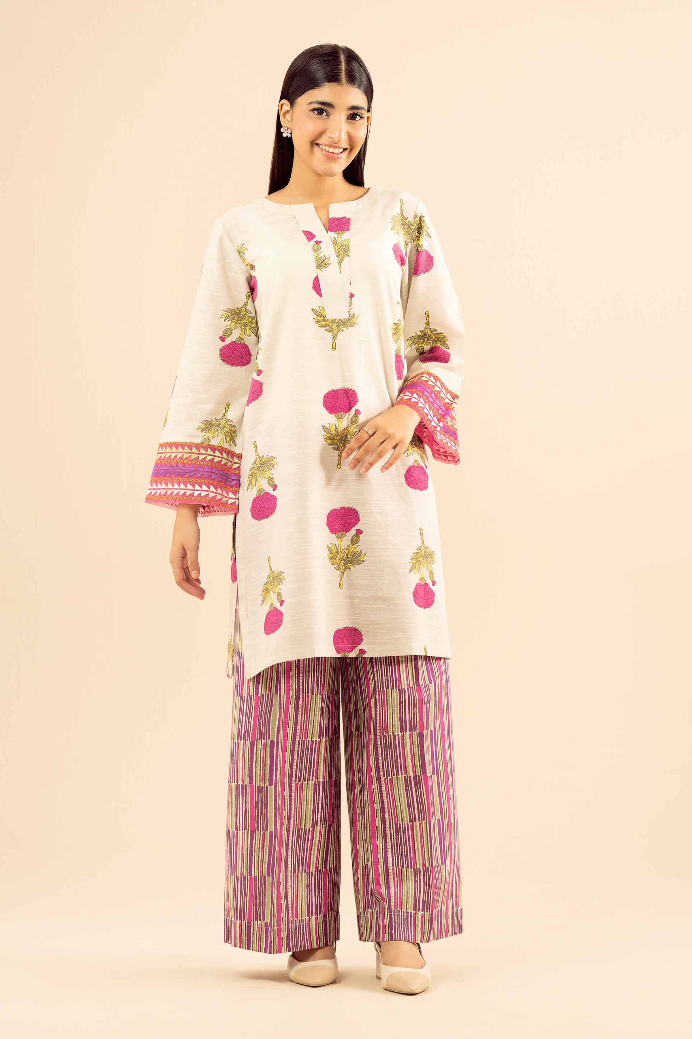 NISHATUAE - Beige Embroidered Khaddar 2-piece Ready to wear Dress