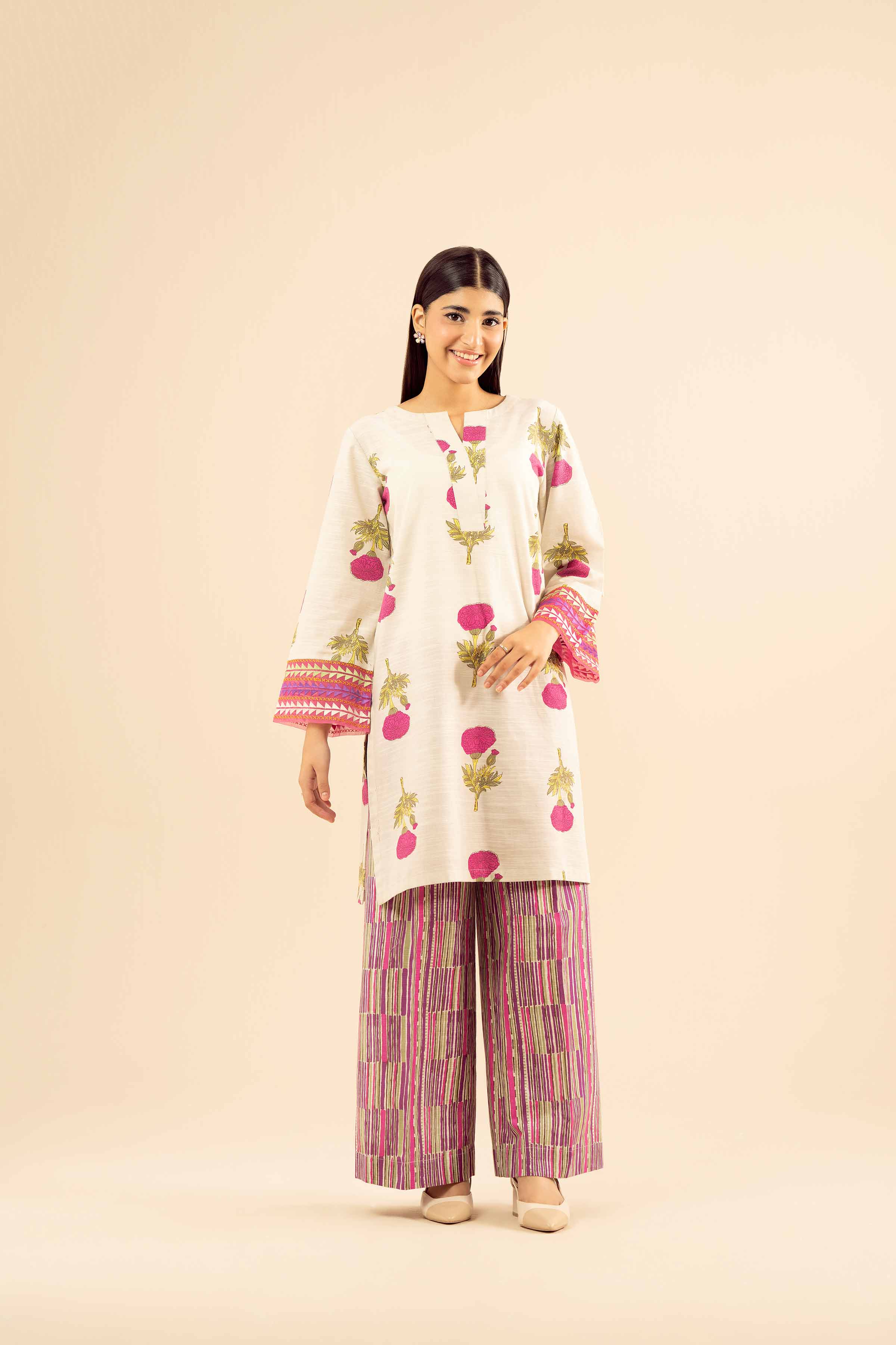 NISHATUAE - Beige Embroidered Khaddar 2-piece Ready to wear Dress