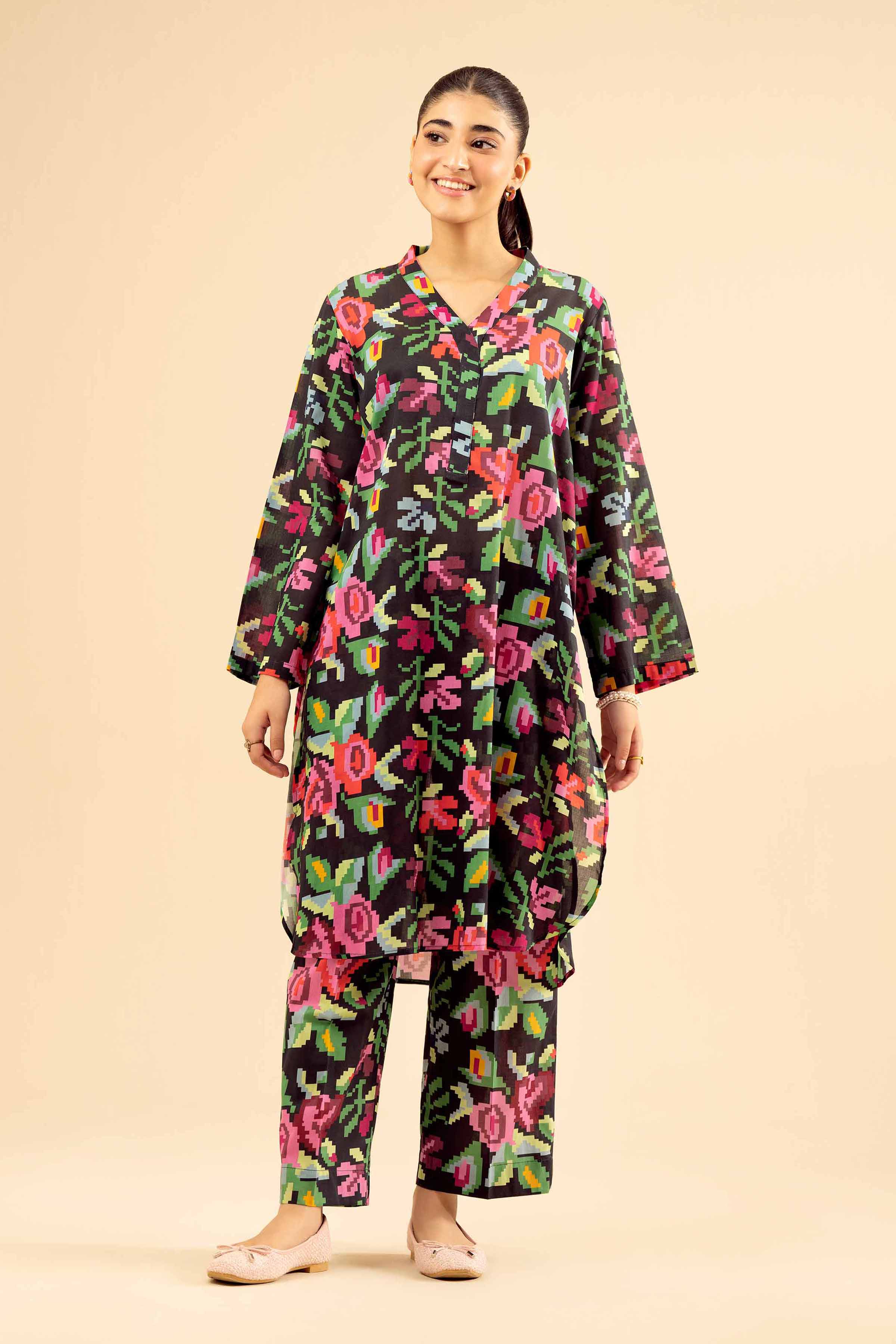 NISHATUAE - Multi Printed Cambric 2-piece Ready to wear Dress